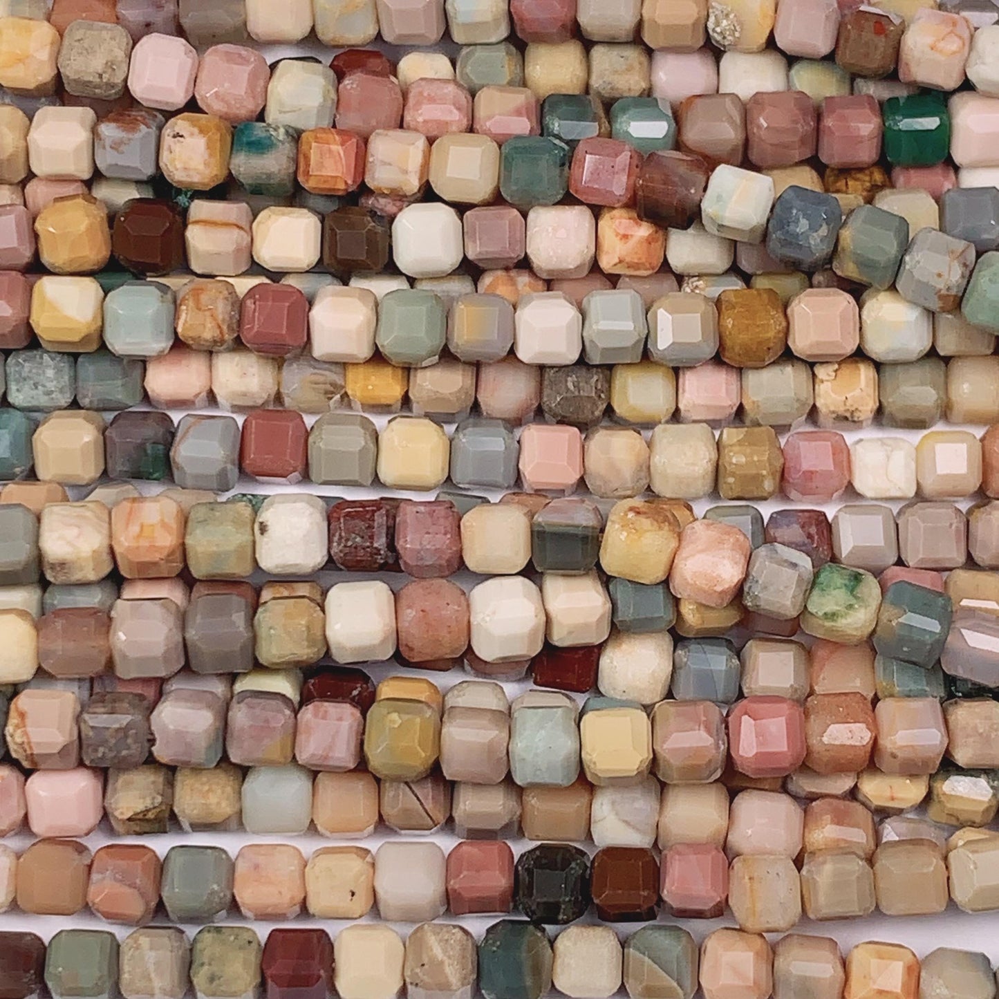 3mm Natural Rainbow Mongolia Alashan Faceted Cube Square Beads 15.5" Strand