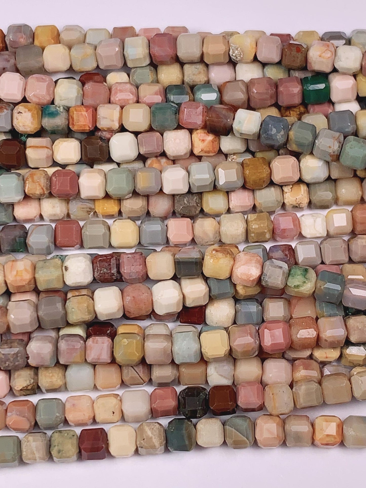 3mm Natural Rainbow Mongolia Alashan Faceted Cube Square Beads 15.5" Strand