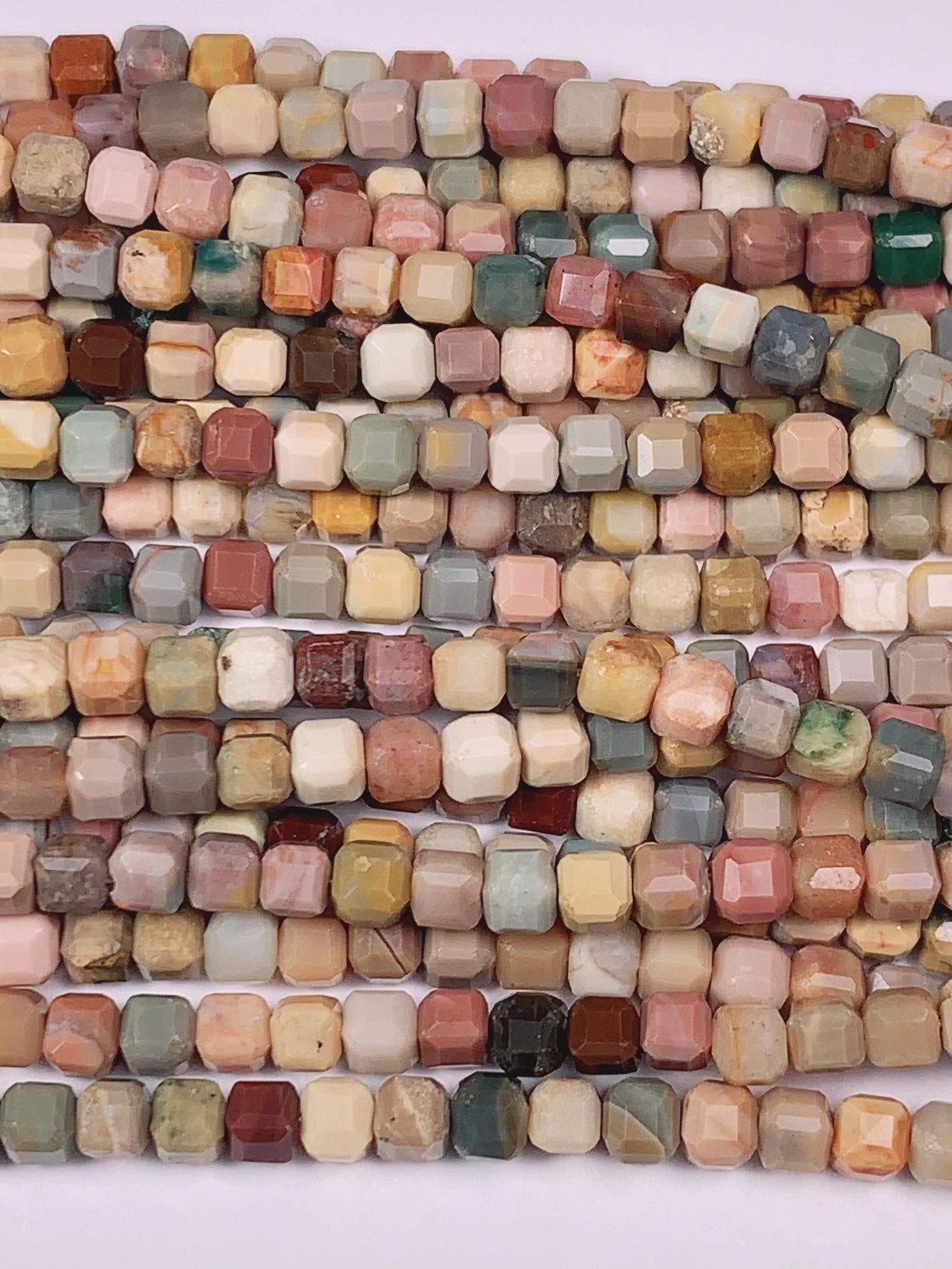 3mm Natural Rainbow Mongolia Alashan Faceted Cube Square Beads 15.5" Strand