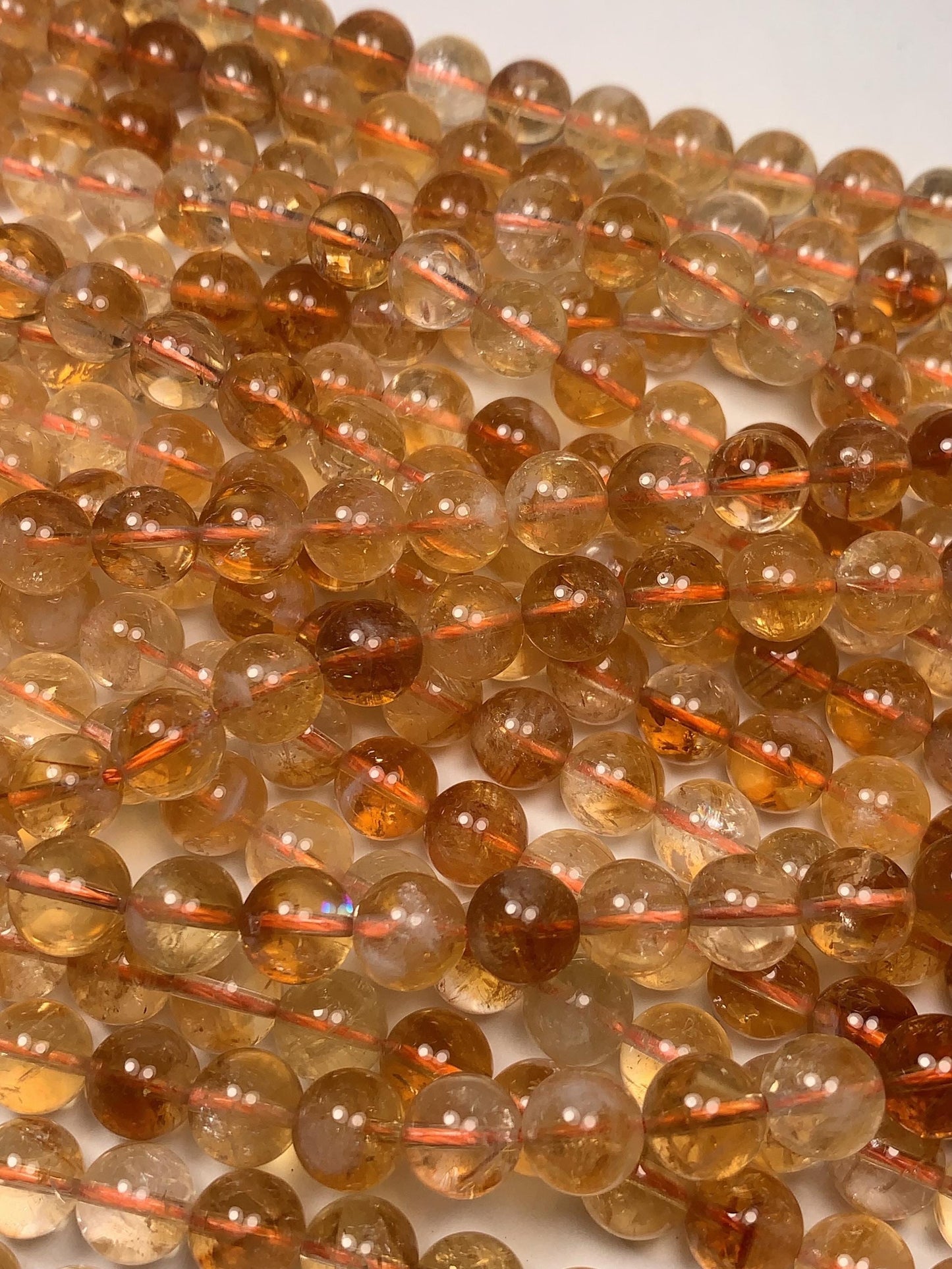 No Dyed High Quality Natural Yellow Citrine Smooth Round Beads - 15.5" Strand