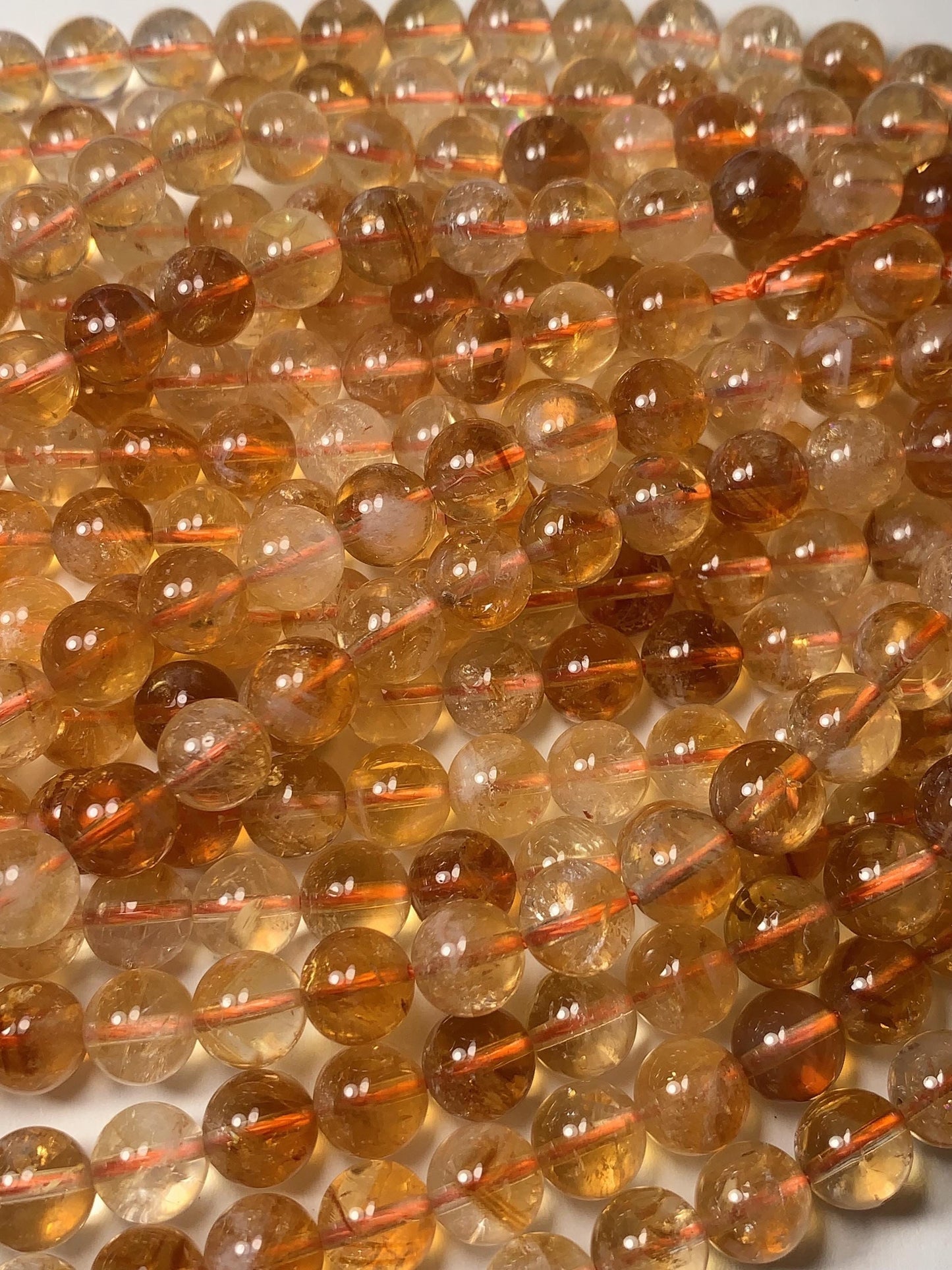 No Dyed High Quality Natural Yellow Citrine Smooth Round Beads - 15.5" Strand