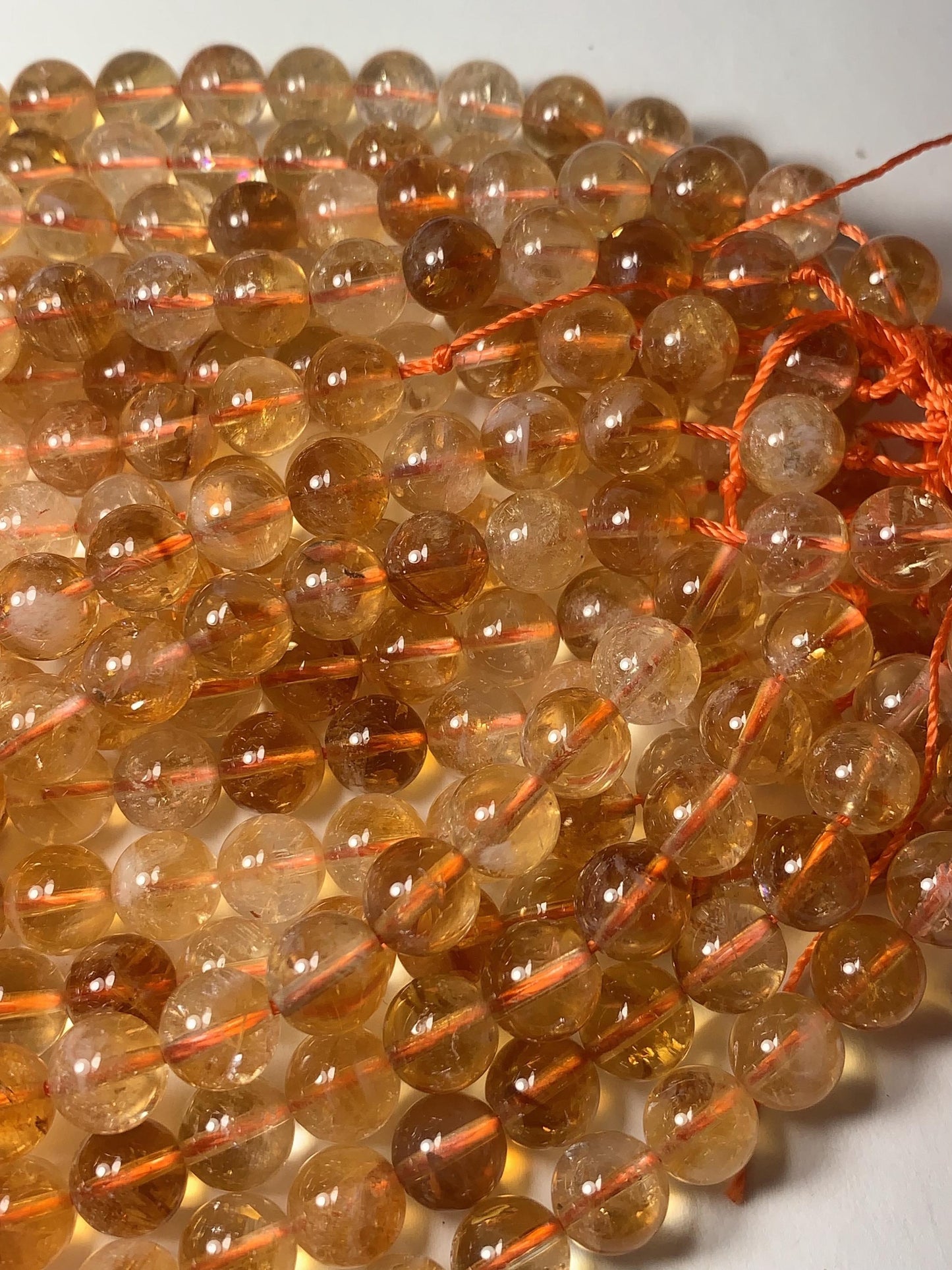 No Dyed High Quality Natural Yellow Citrine Smooth Round Beads - 15.5" Strand
