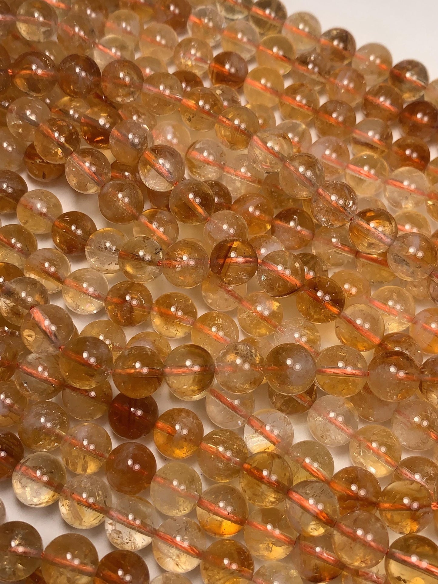 No Dyed High Quality Natural Yellow Citrine Smooth Round Beads - 15.5" Strand