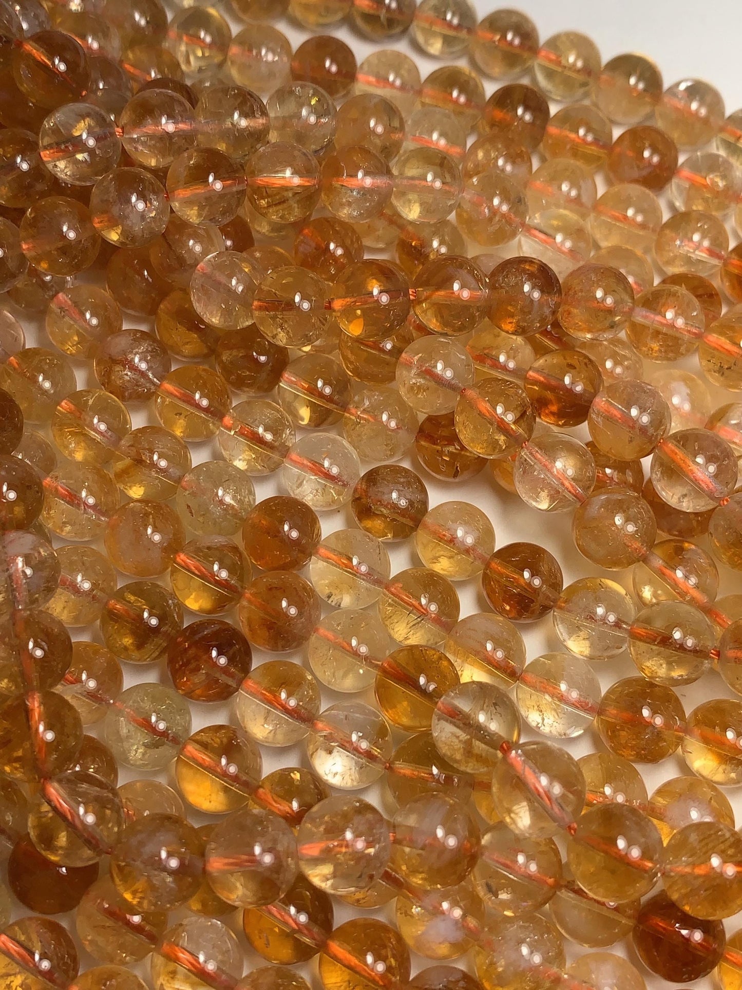 No Dyed High Quality Natural Yellow Citrine Smooth Round Beads - 15.5" Strand