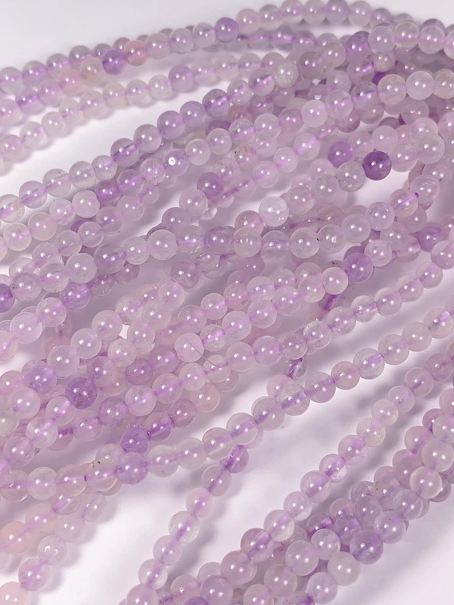 AAA Lavender Amethyst Beads: 3mm Smooth Round Gemstone Strand