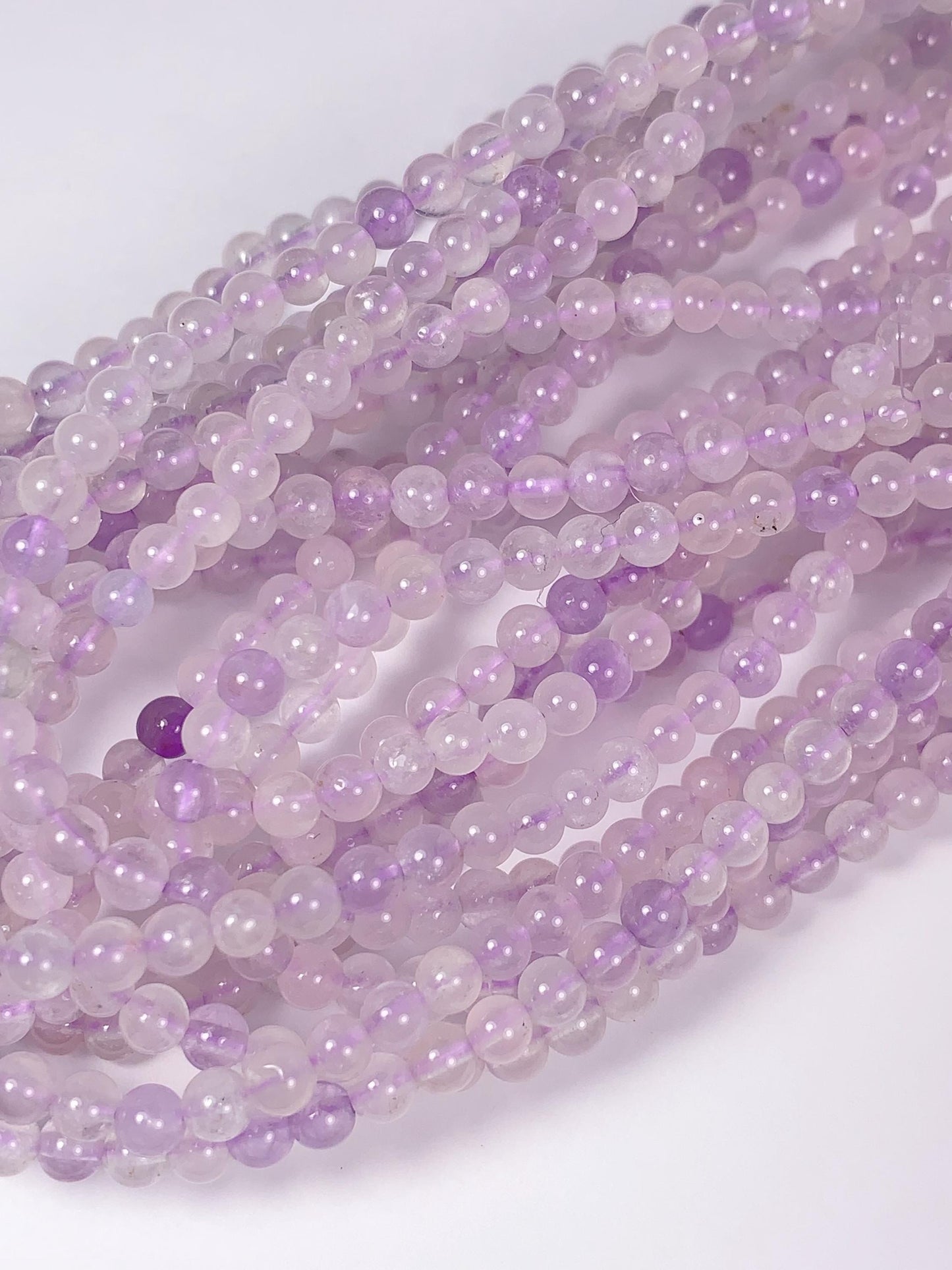 AAA Lavender Amethyst Beads: 3mm Smooth Round Gemstone Strand