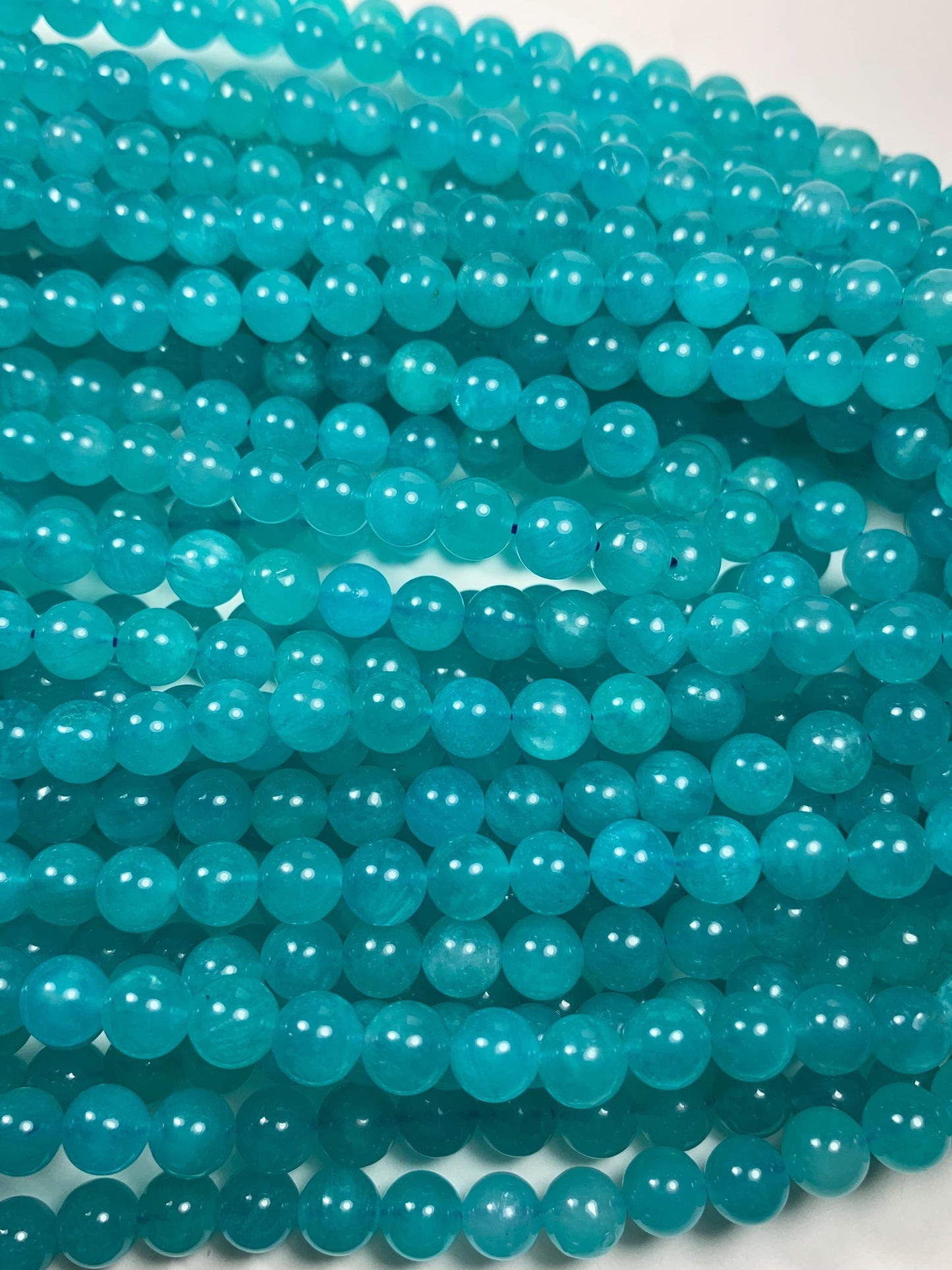 AAA Natural Translucency Blue Amazonite Gemstone Smooth Round Beads Smooth 15.5 Strand