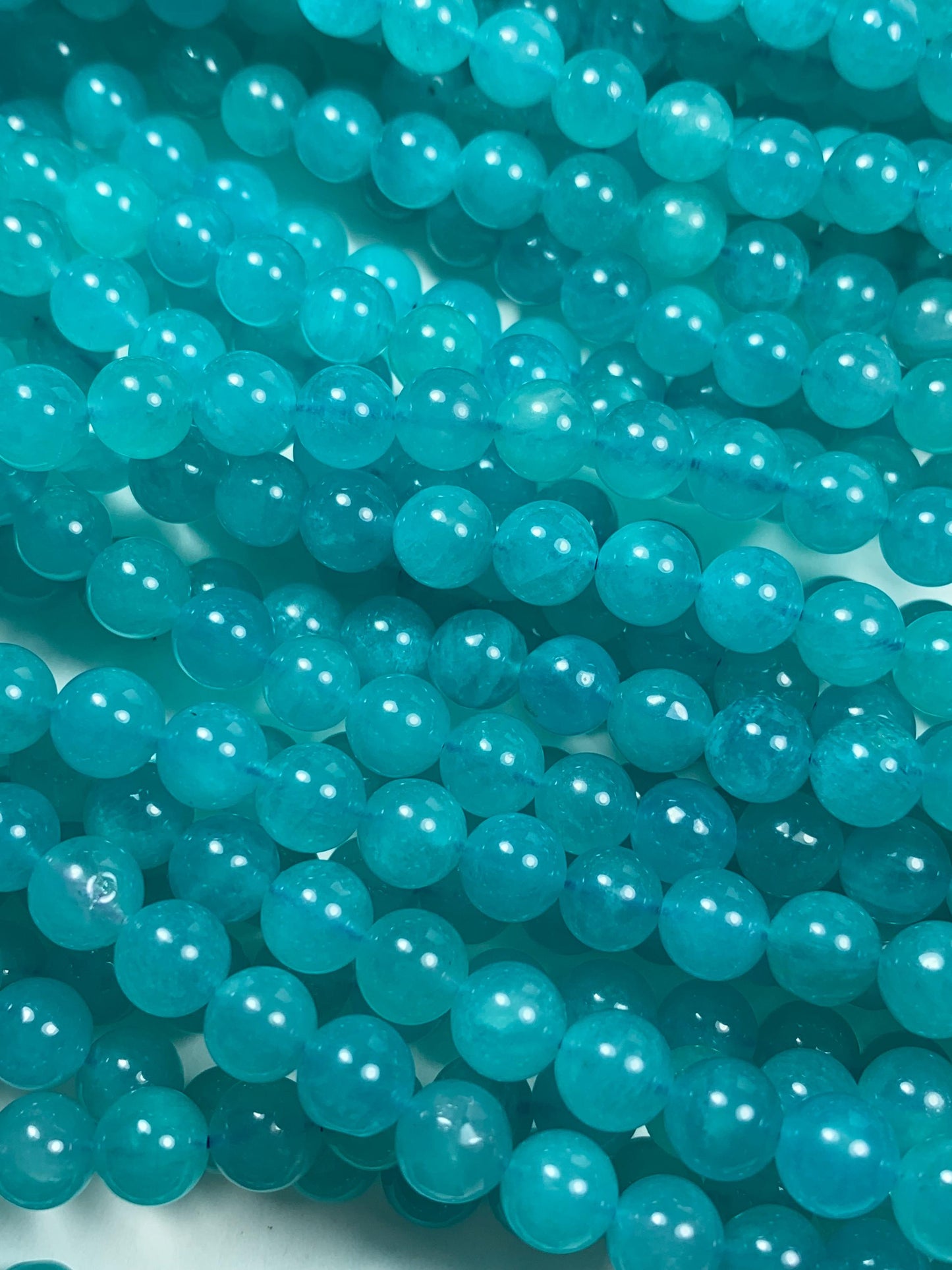 AAA Natural Translucency Blue Amazonite Gemstone Smooth Round Beads Smooth 15.5 Strand