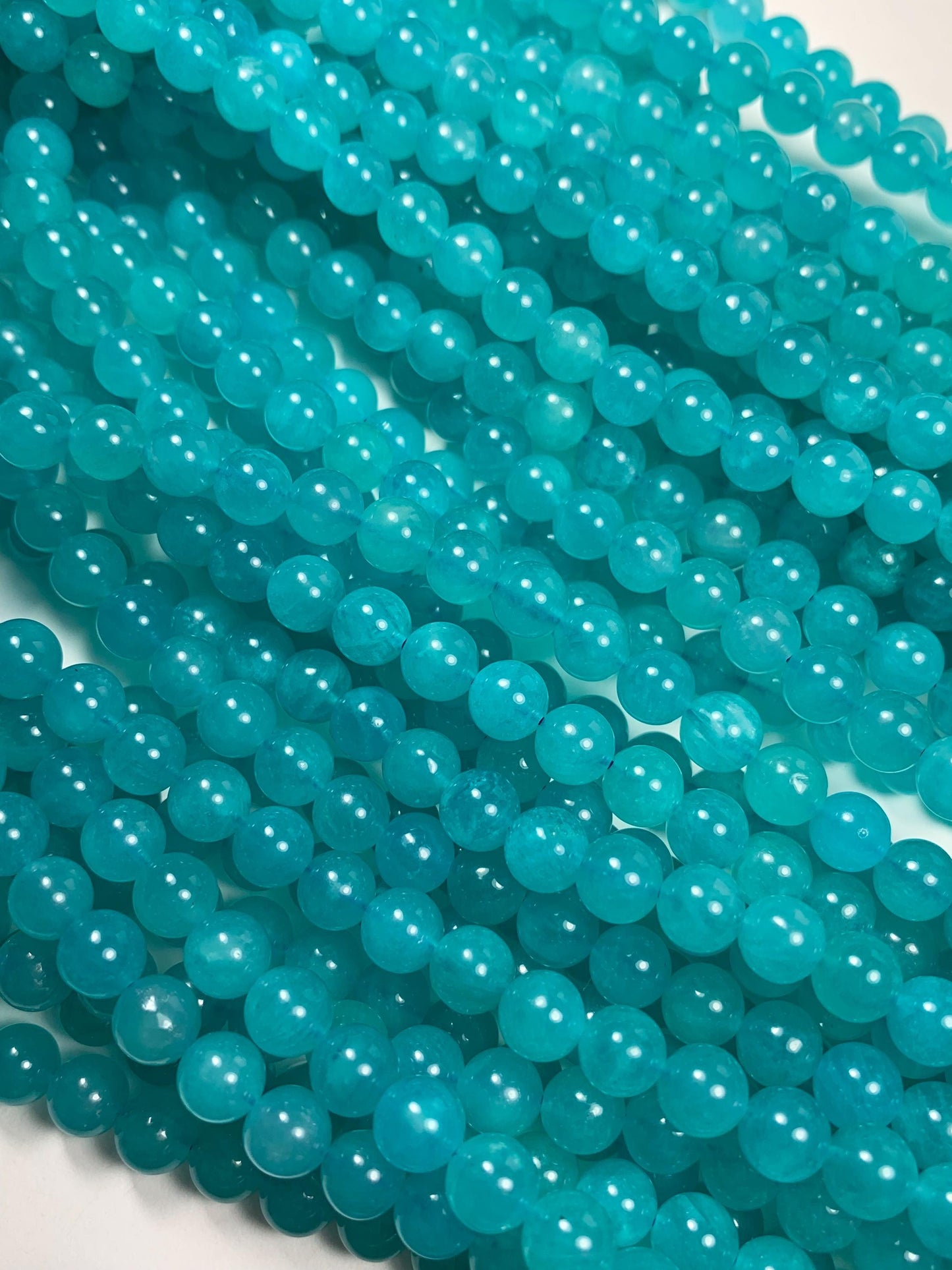 AAA Natural Translucency Blue Amazonite Gemstone Smooth Round Beads Smooth 15.5 Strand