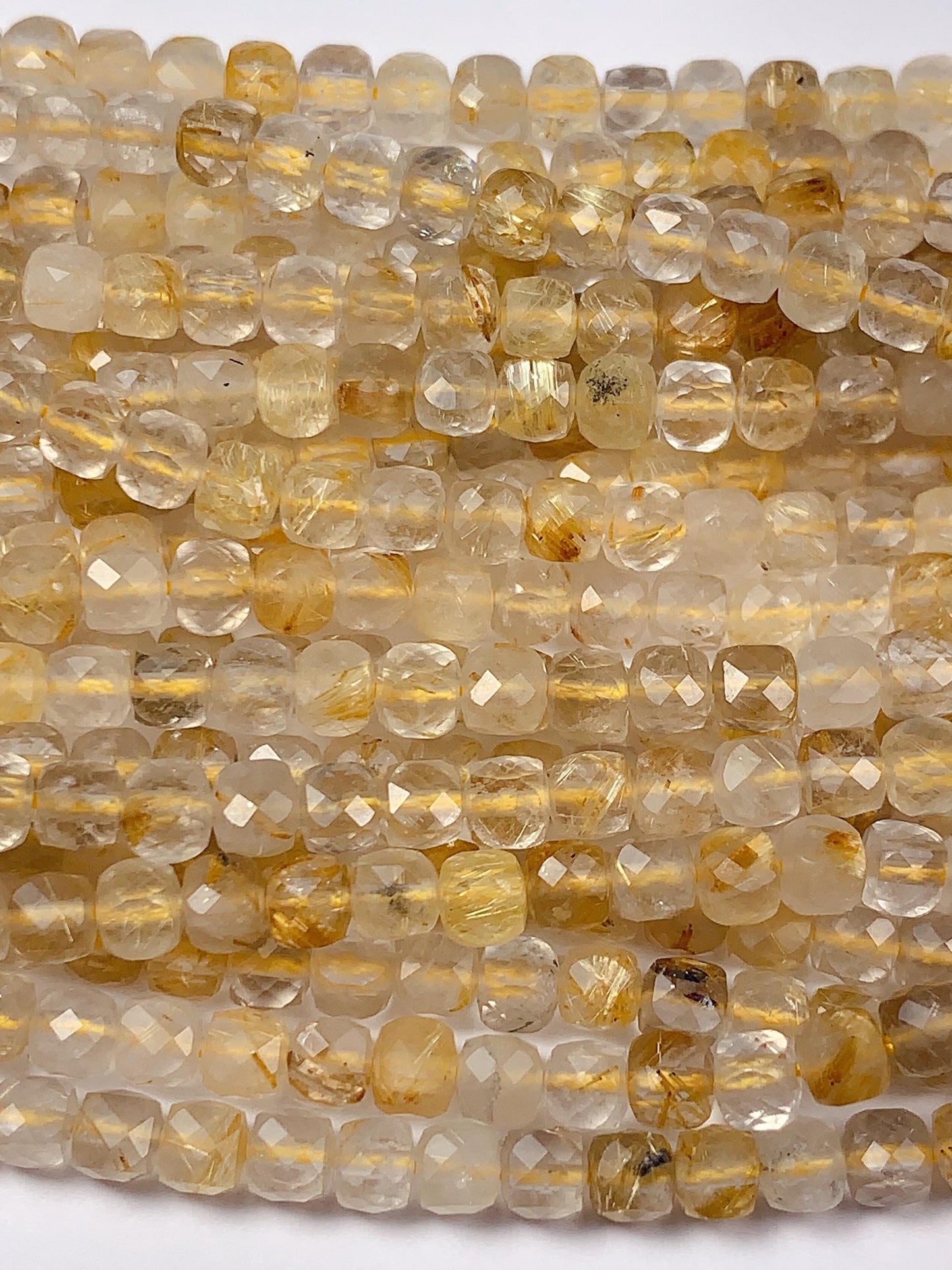 Good Quality Genuine Natural Gold Golden Rutilated Quartz Faceted Round Beads 15.5" Strand 2mm 3mm 4mm very high quality