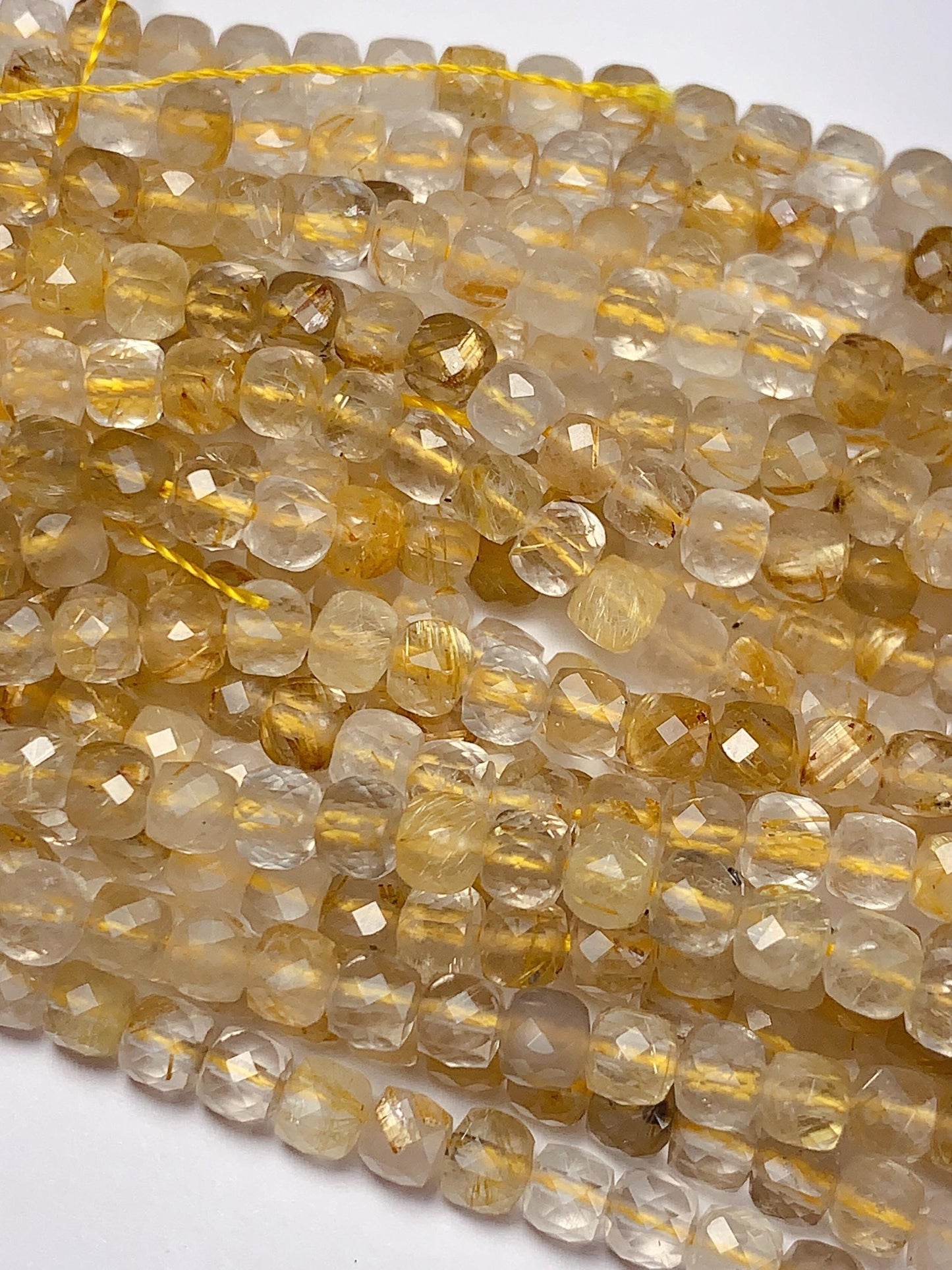 Good Quality Genuine Natural Gold Golden Rutilated Quartz Faceted Round Beads 15.5" Strand 2mm 3mm 4mm very high quality