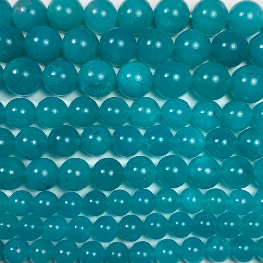 Natural Blue Amazonite Round Beads 15.5" Strand: Gemstone Jewelry Making