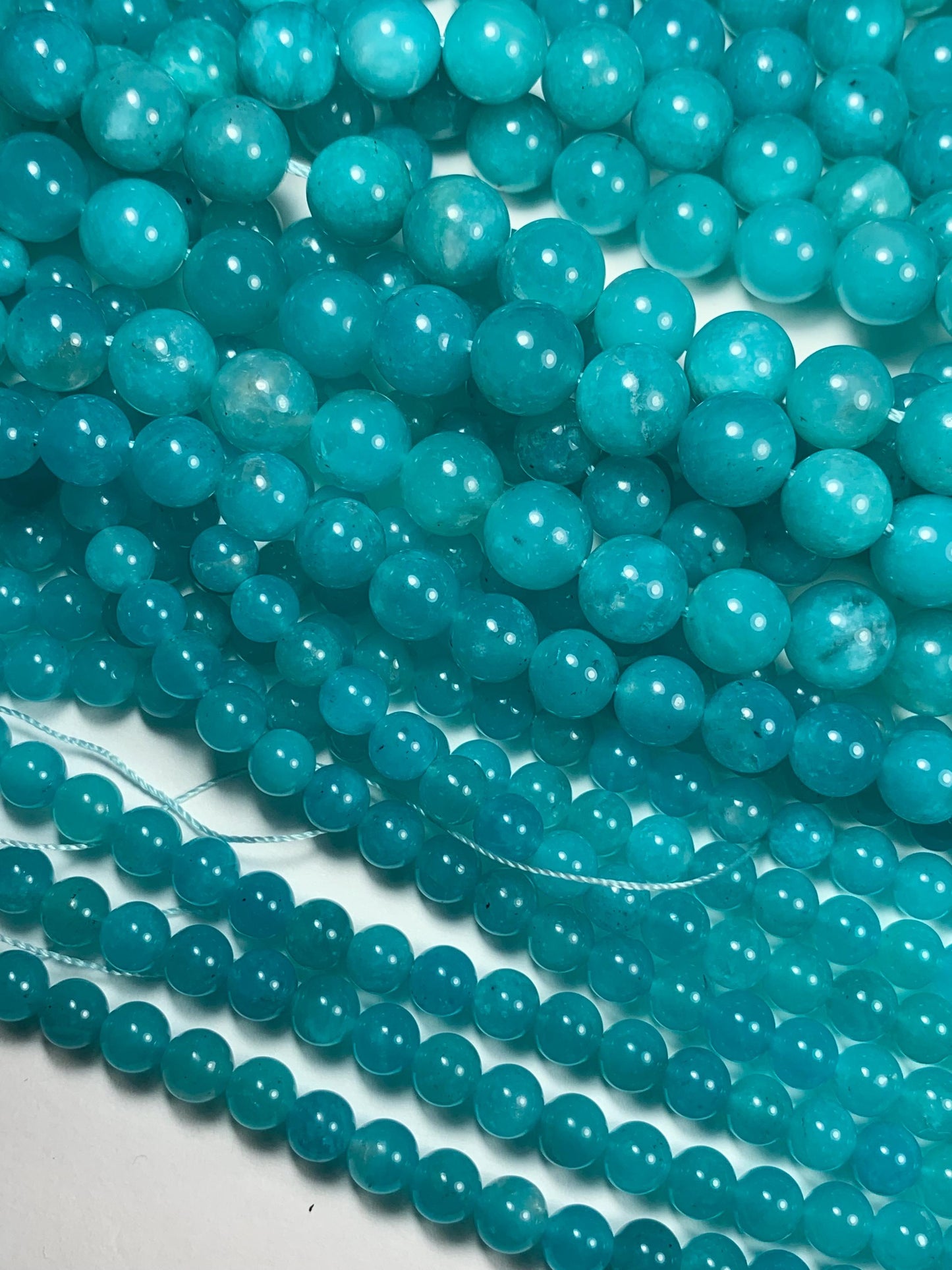 Natural Blue Amazonite Round Beads 15.5" Strand: Gemstone Jewelry Making