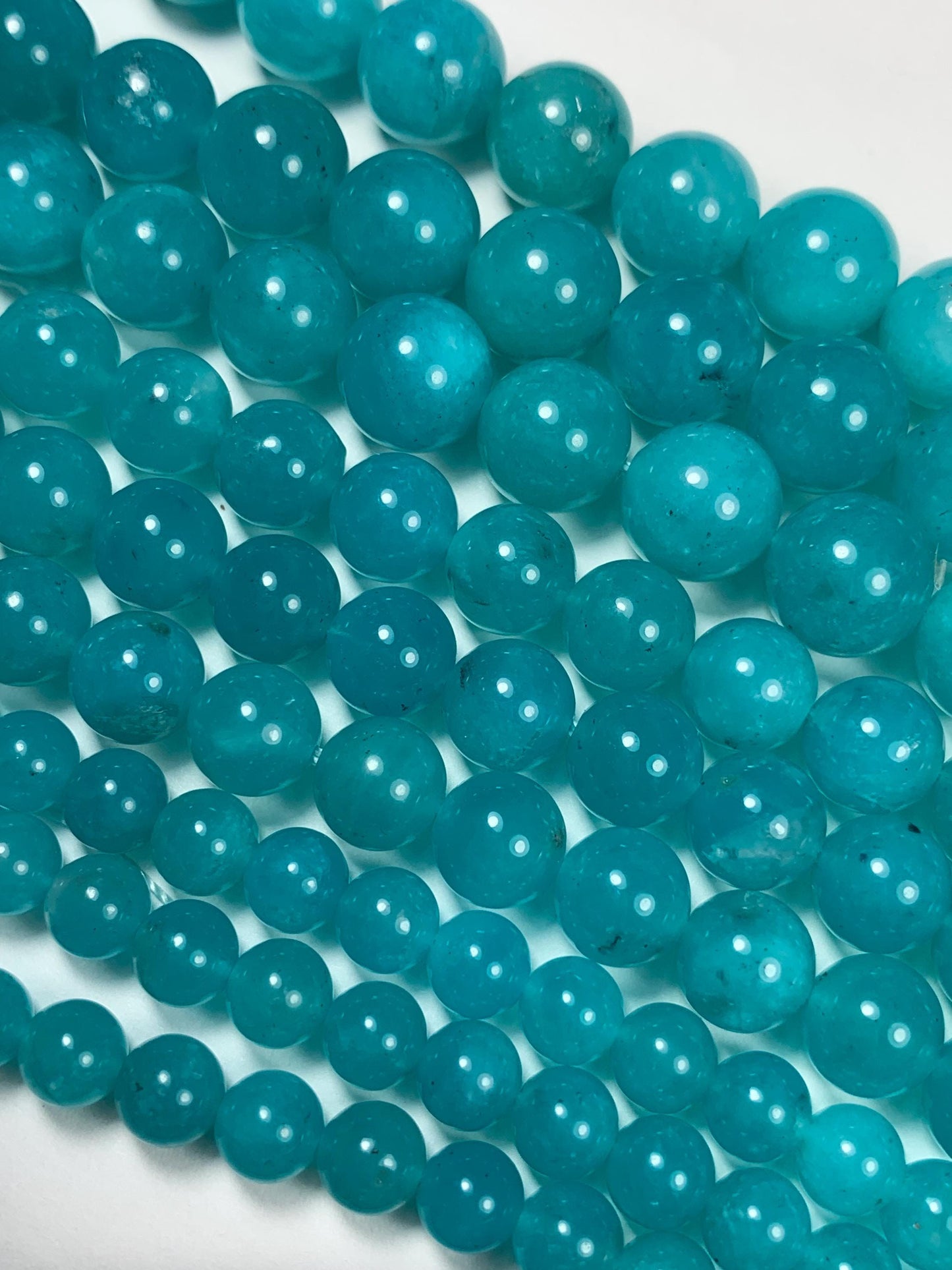 Natural Blue Amazonite Round Beads 15.5" Strand: Gemstone Jewelry Making