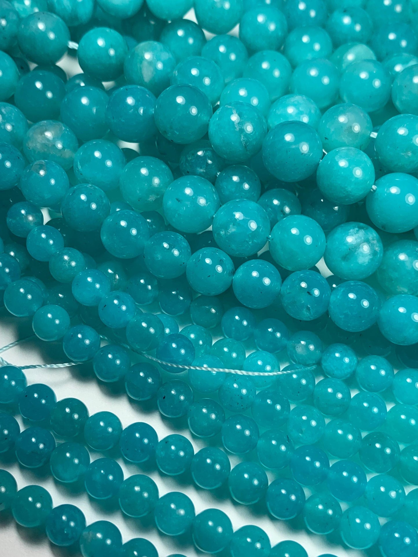 Natural Blue Amazonite Round Beads 15.5" Strand: Gemstone Jewelry Making