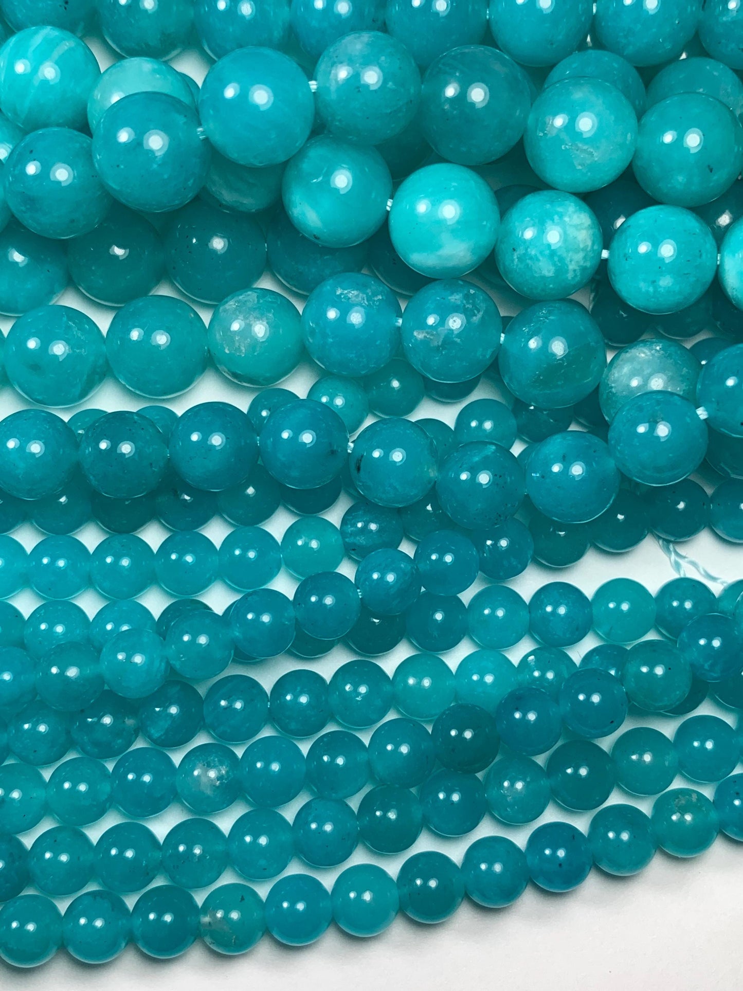 Natural Blue Amazonite Round Beads 15.5" Strand: Gemstone Jewelry Making