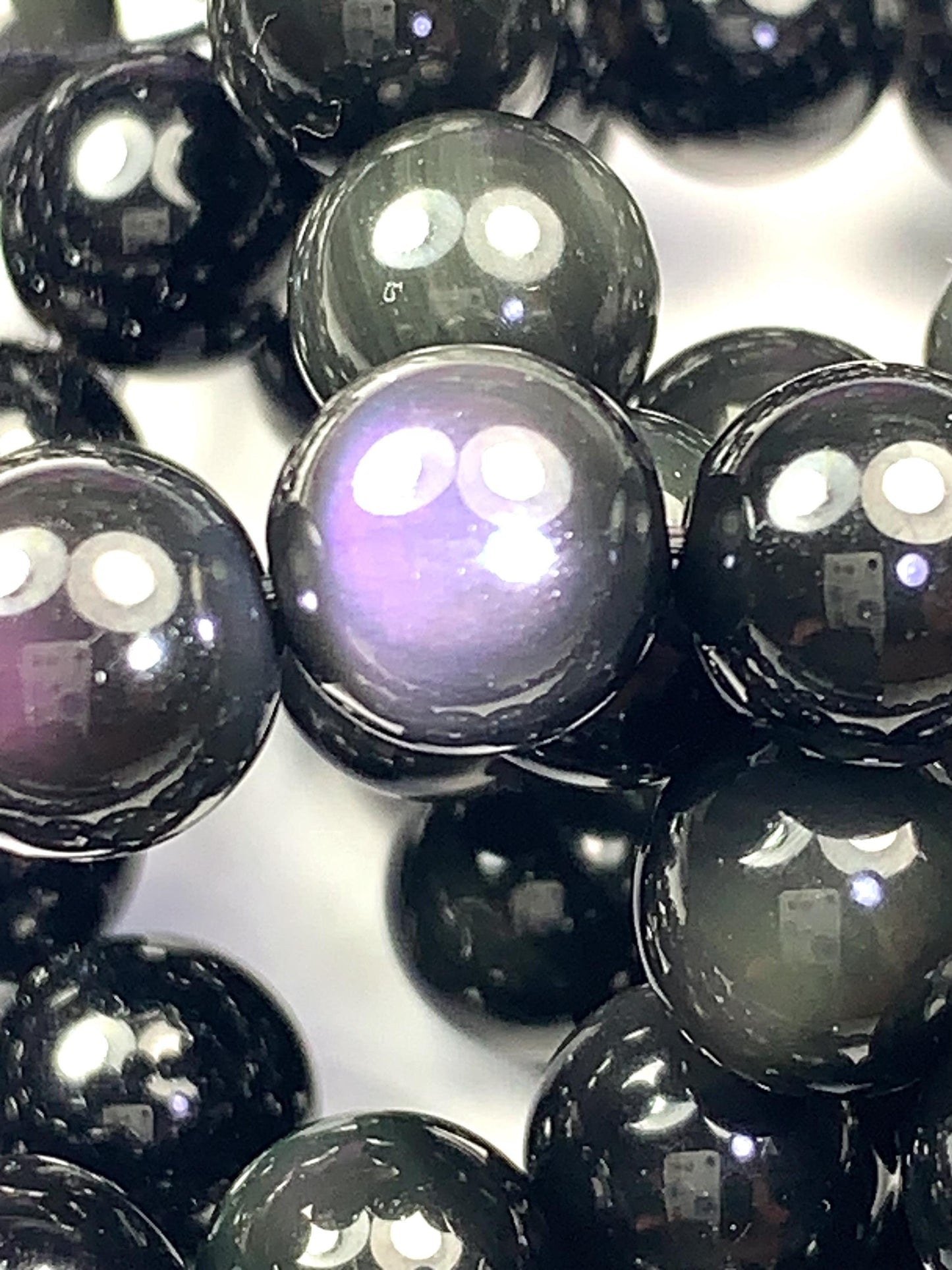 AAA Natural Rainbow Obsidian Smooth Beads Stretch Bracelet Gemstone 8mm 10mm 12mm 14mm 16mm 18mm 20mm