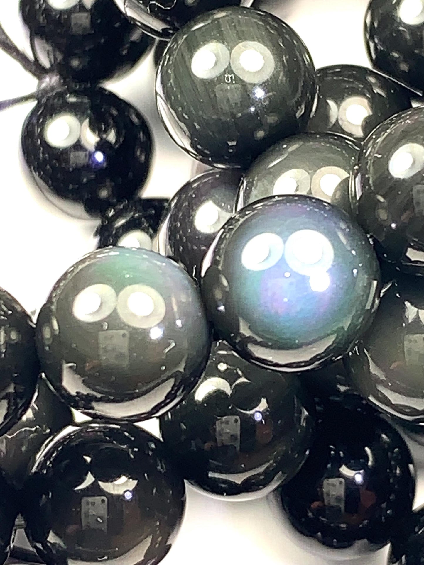 AAA Natural Rainbow Obsidian Smooth Beads Stretch Bracelet Gemstone 8mm 10mm 12mm 14mm 16mm 18mm 20mm