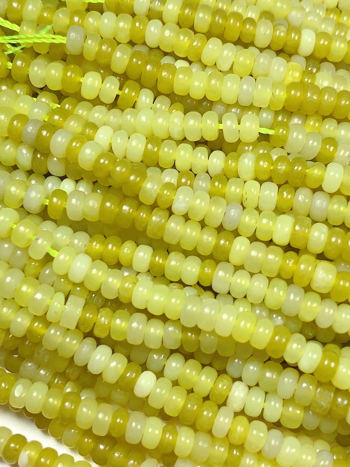 2x4mm Genuine Natural Lemon Serpentine Jade Smooth Rondelle Beads 15" Strand