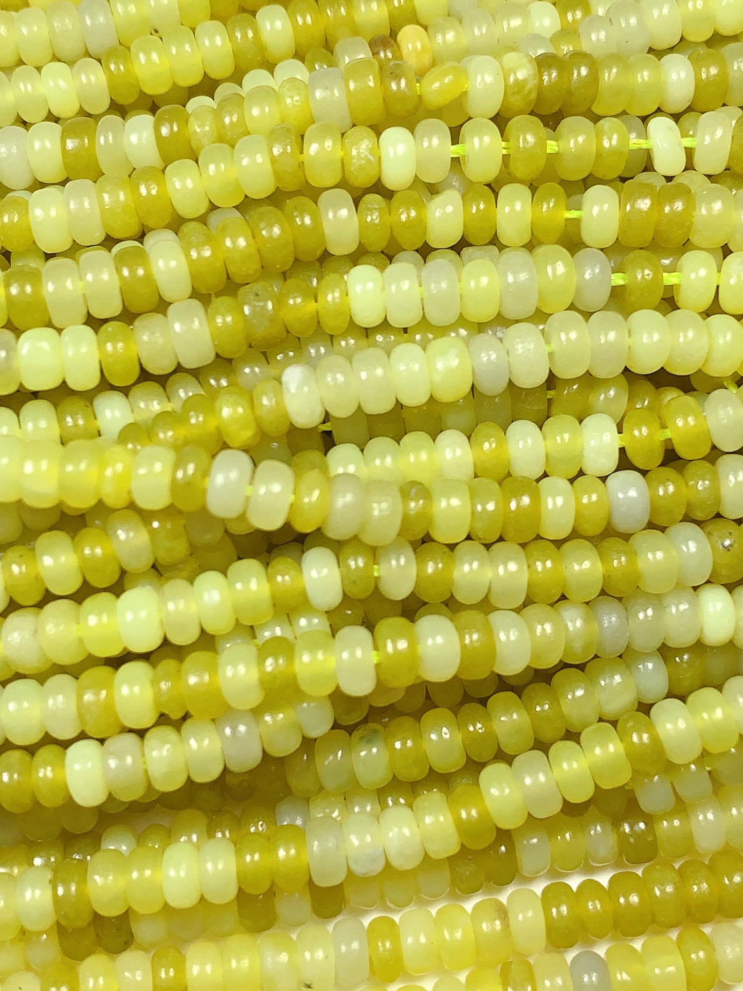 2x4mm Genuine Natural Lemon Serpentine Jade Smooth Rondelle Beads 15" Strand