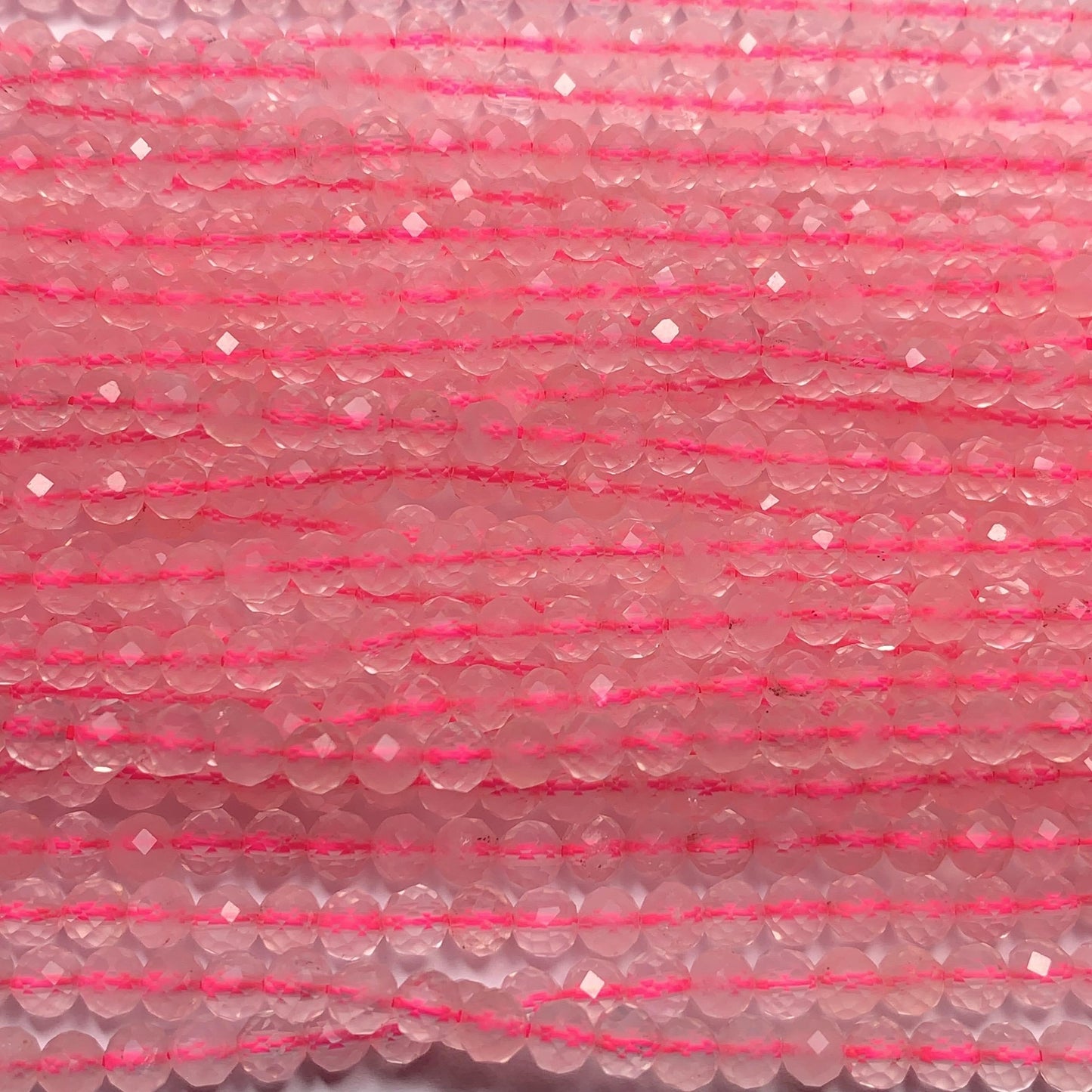 AAA Ttransparent Madagascar Pink Rose Quartz Faceted Round Beads Gemstone Strand 15.5 4mm