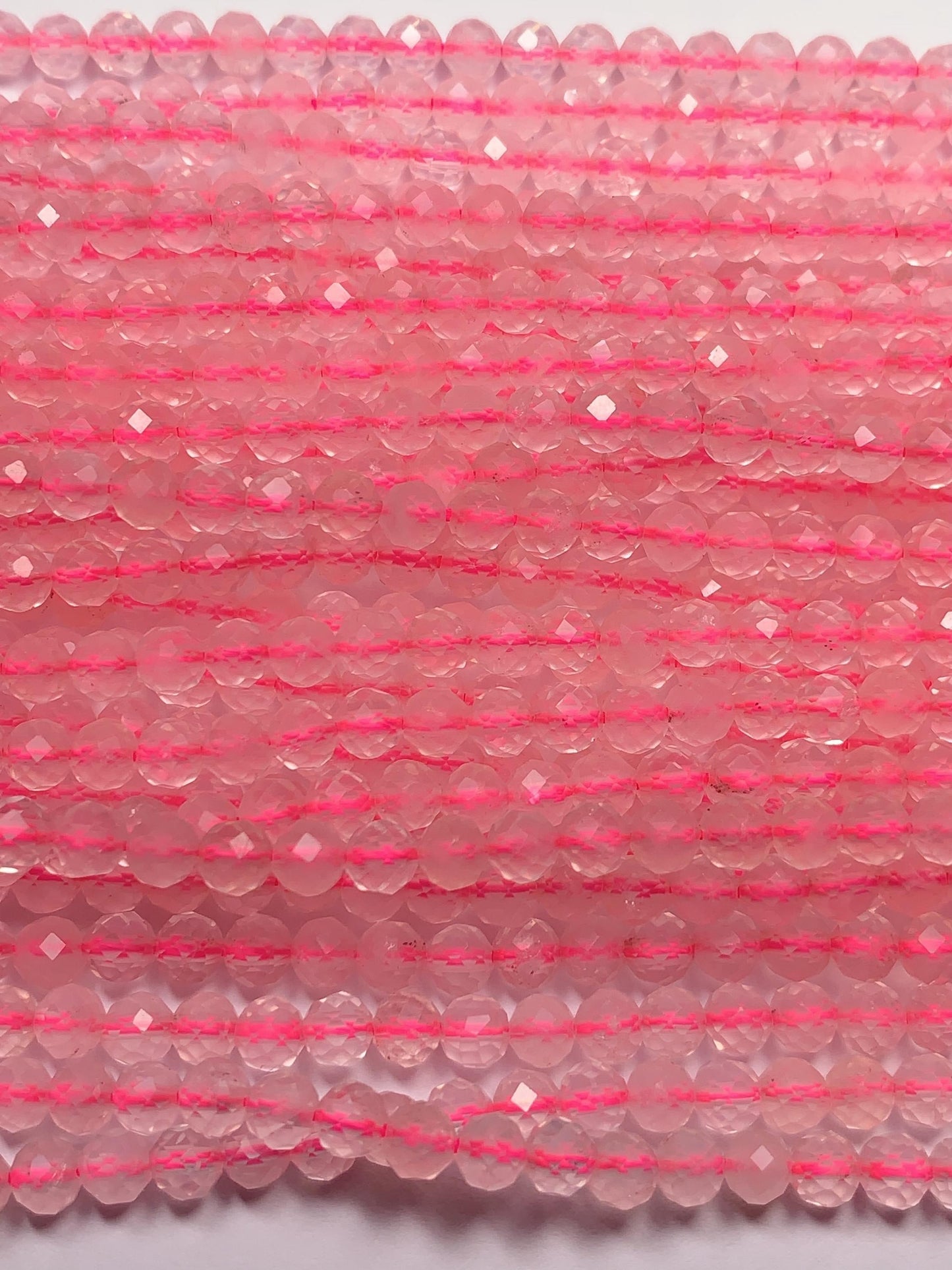 AAA Ttransparent Madagascar Pink Rose Quartz Faceted Round Beads Gemstone Strand 15.5 4mm