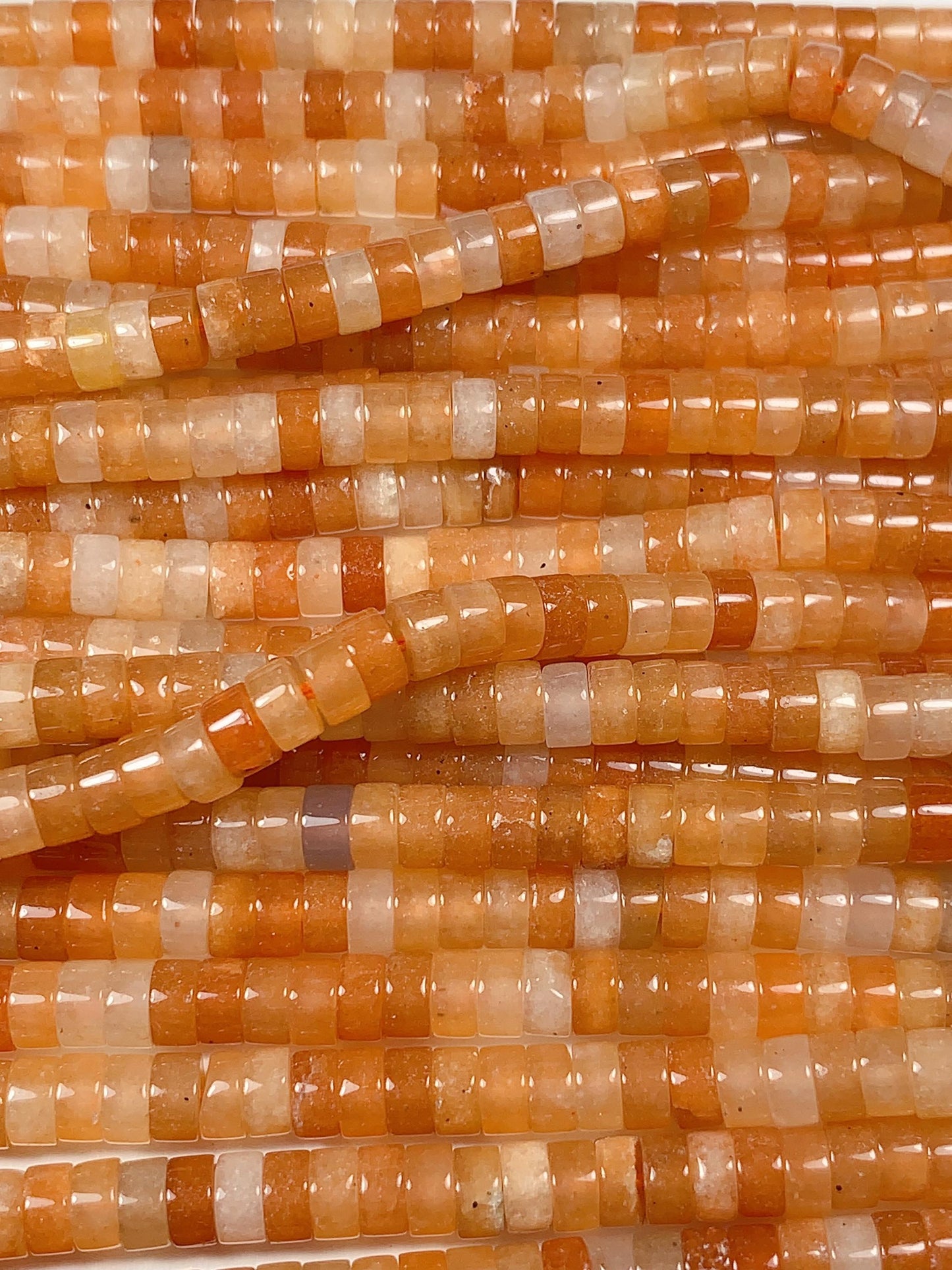 2x4mm Orange Red Aventurine Heishi Disc Beads: Natural Gemstone Strand 15"