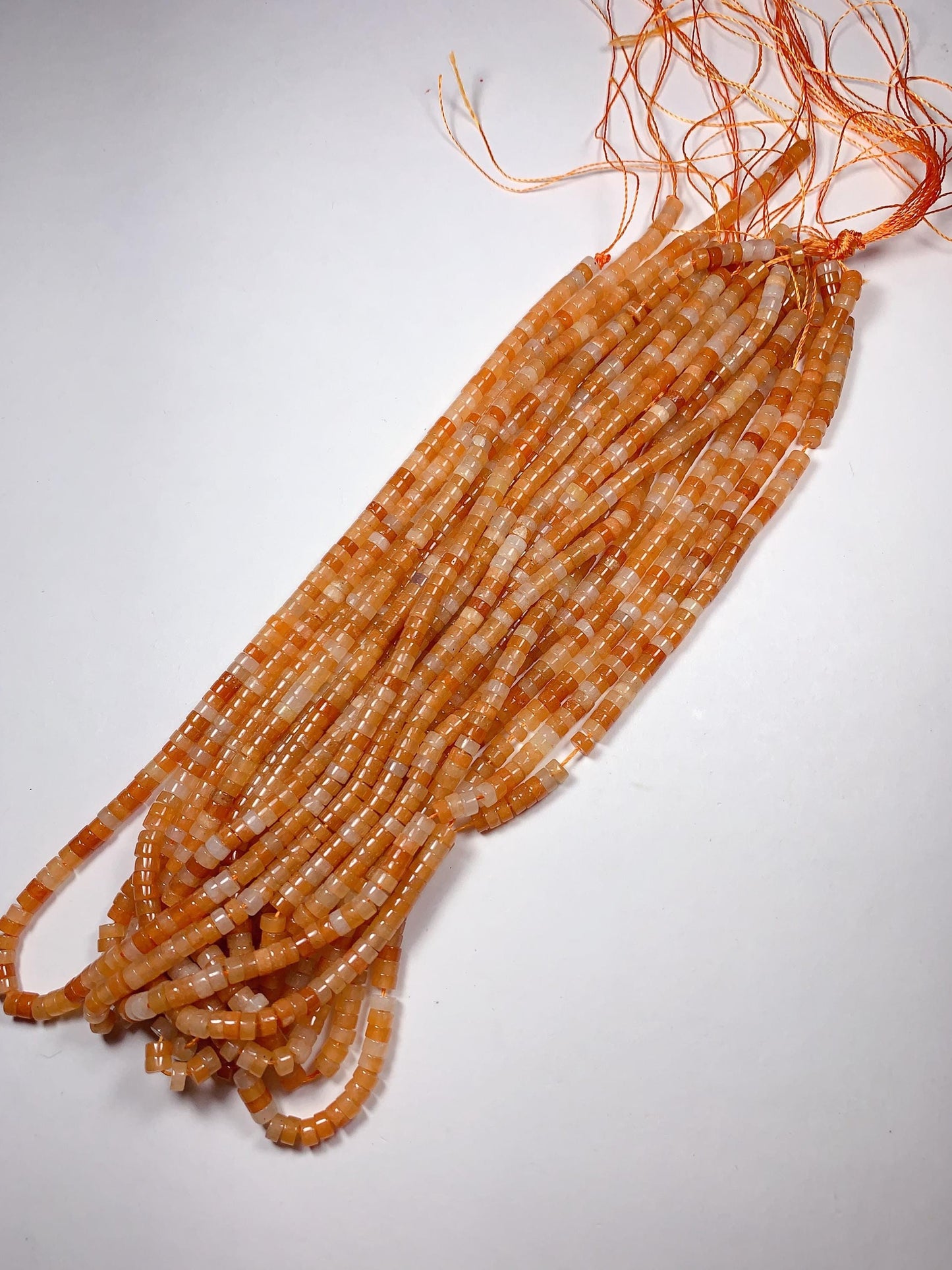 2x4mm Orange Red Aventurine Heishi Disc Beads: Natural Gemstone Strand 15"