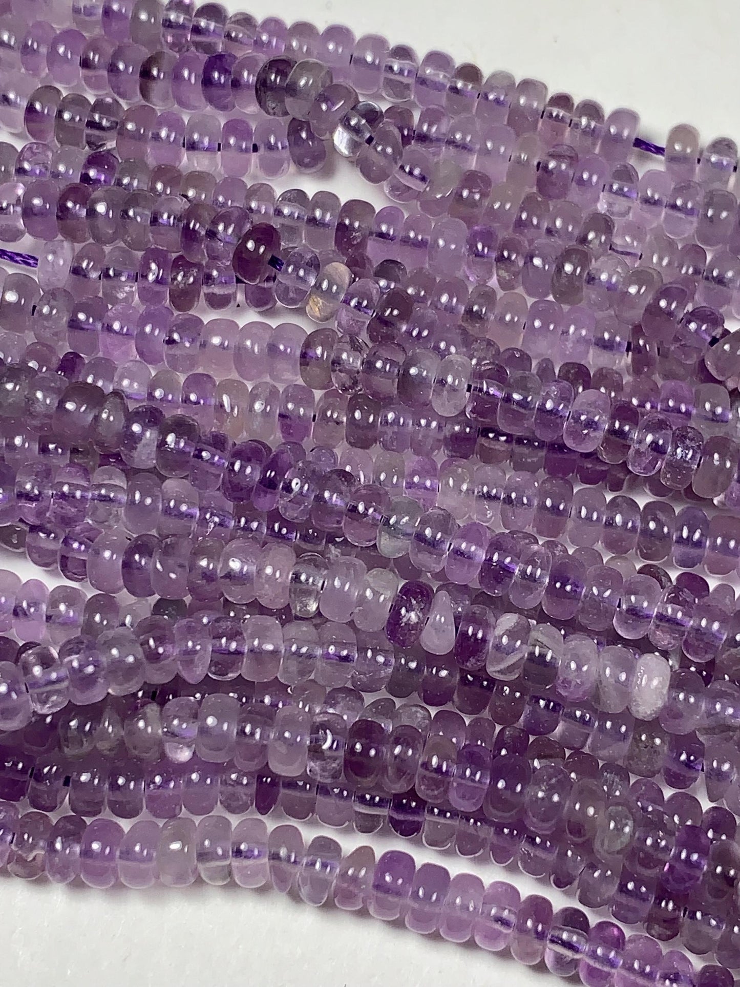 2x4mm Genuine Natural Transparent Light Purple Amethyst Smooth Rondelle Beads 15.5" Strand
