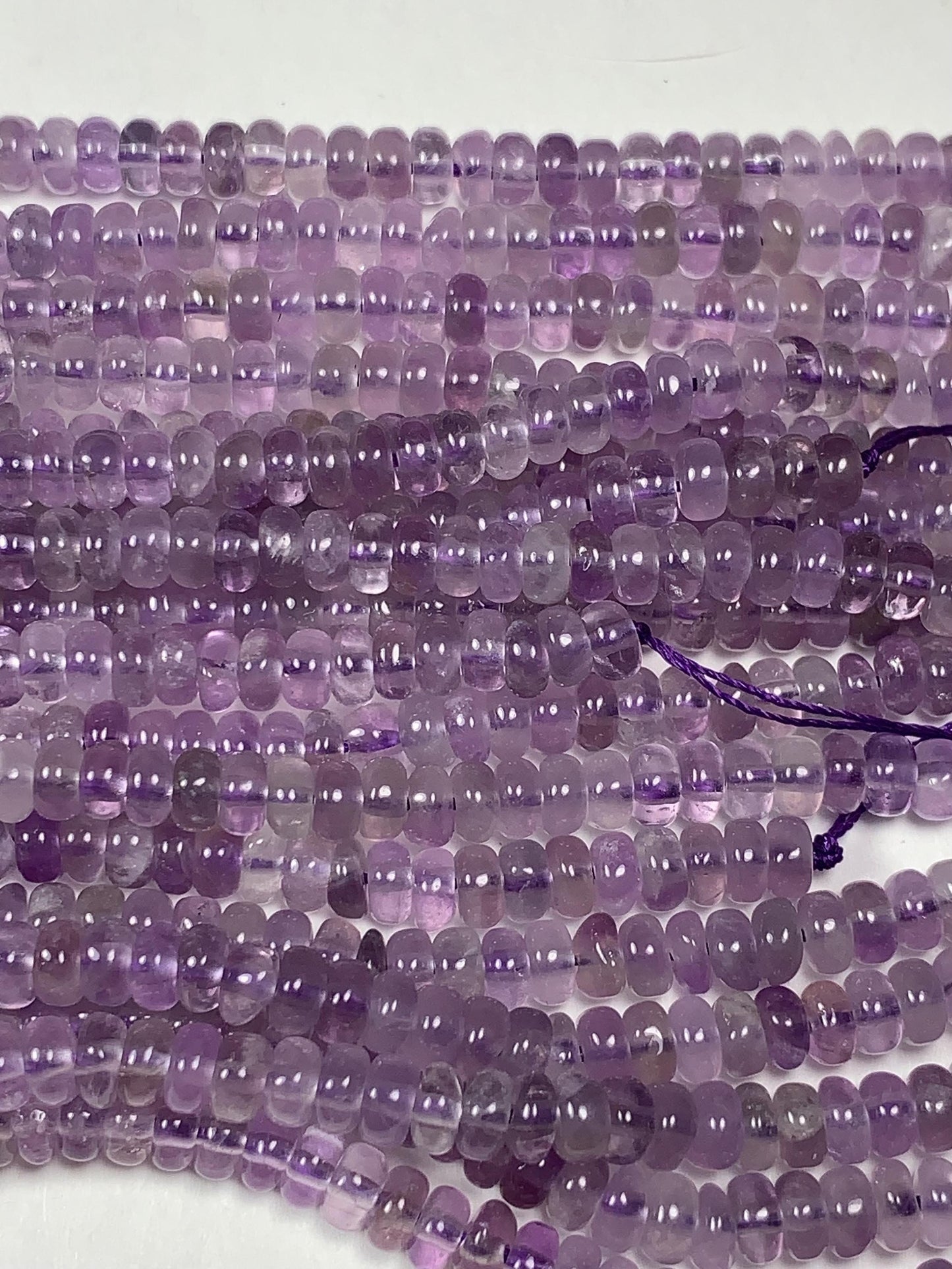 2x4mm Genuine Natural Transparent Light Purple Amethyst Smooth Rondelle Beads 15.5" Strand