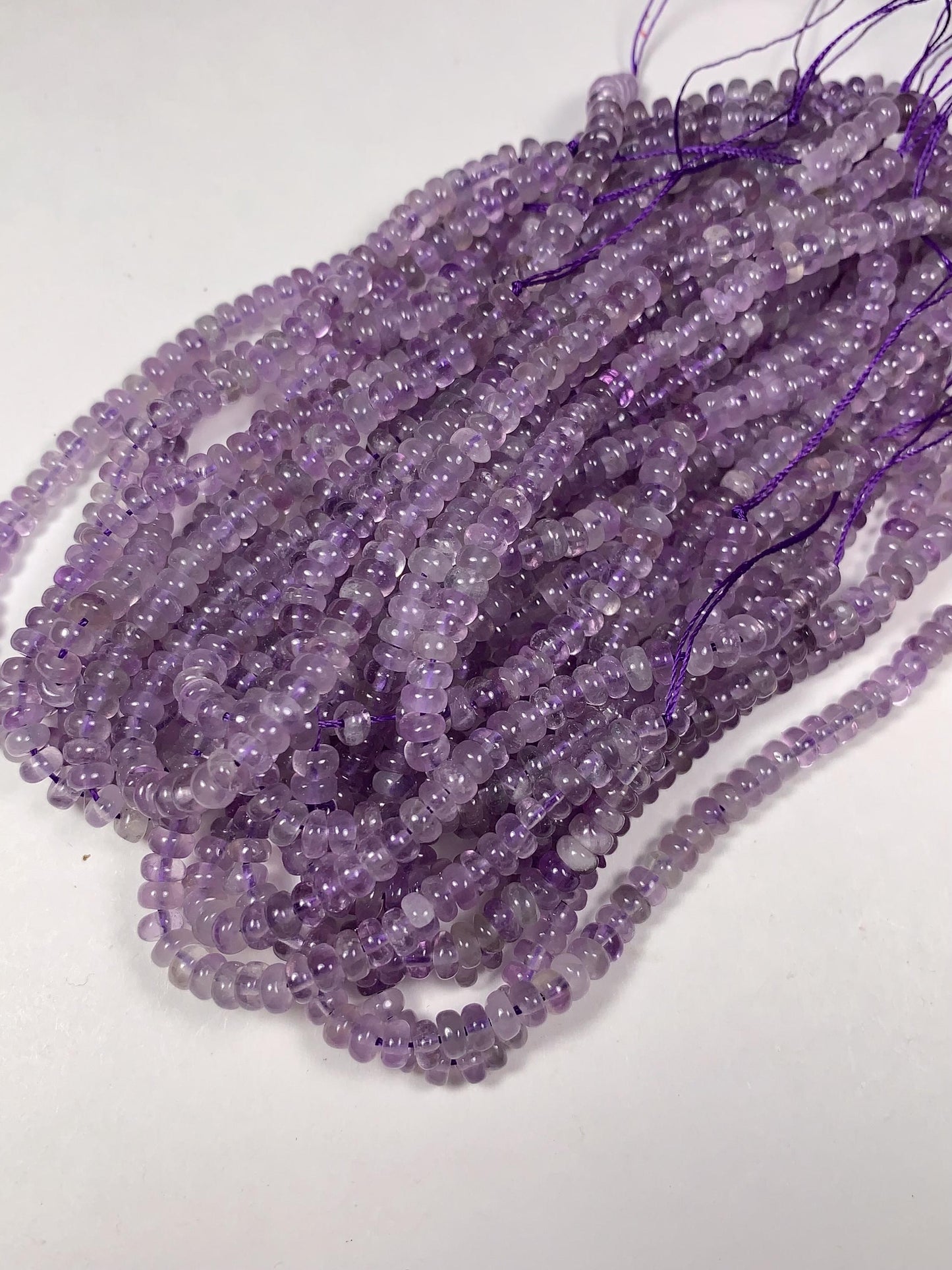 2x4mm Genuine Natural Transparent Light Purple Amethyst Smooth Rondelle Beads 15.5" Strand