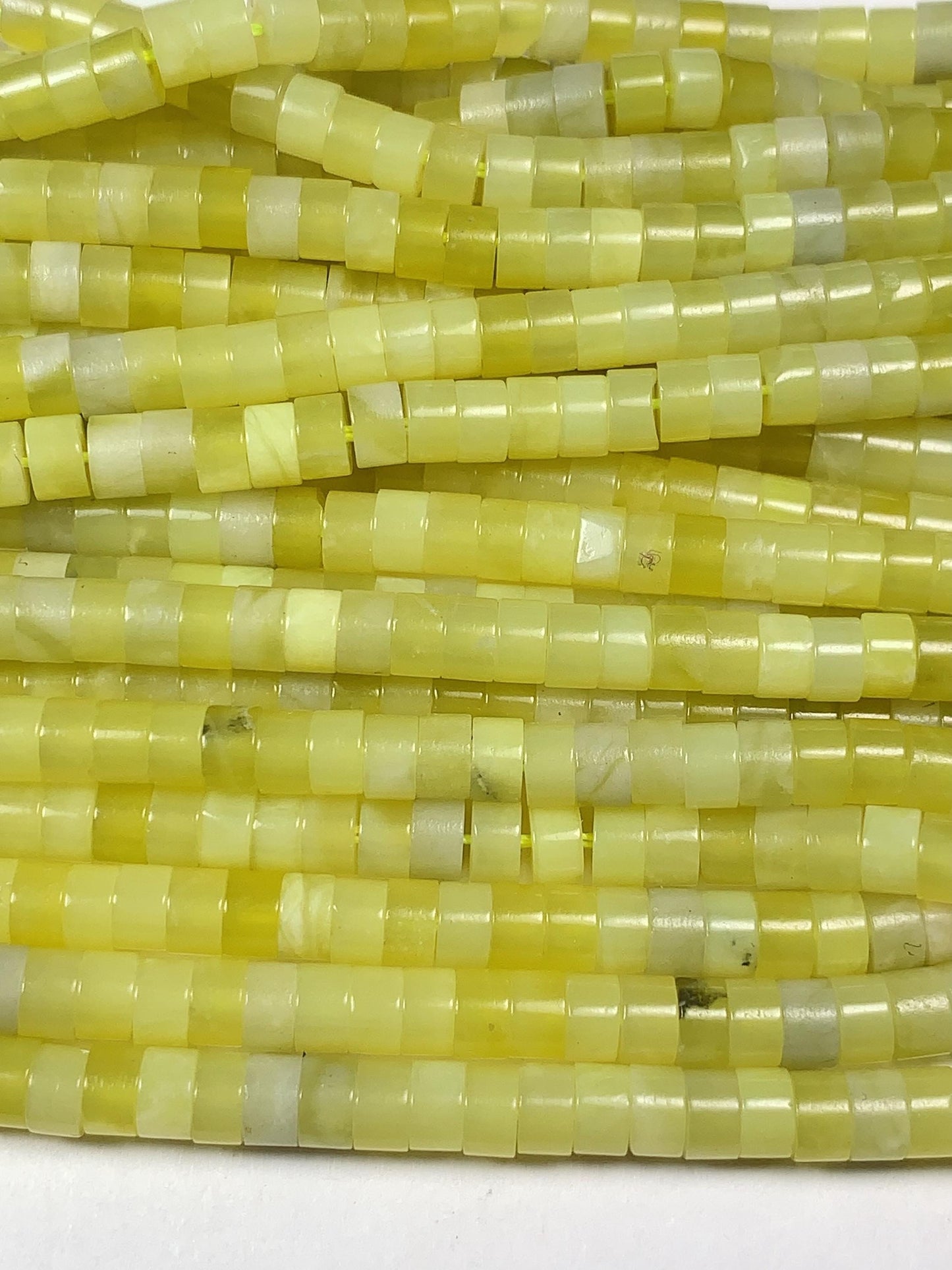 2x4mm Lemon Yellow Jade Heishi Disc Beads 15" Strand