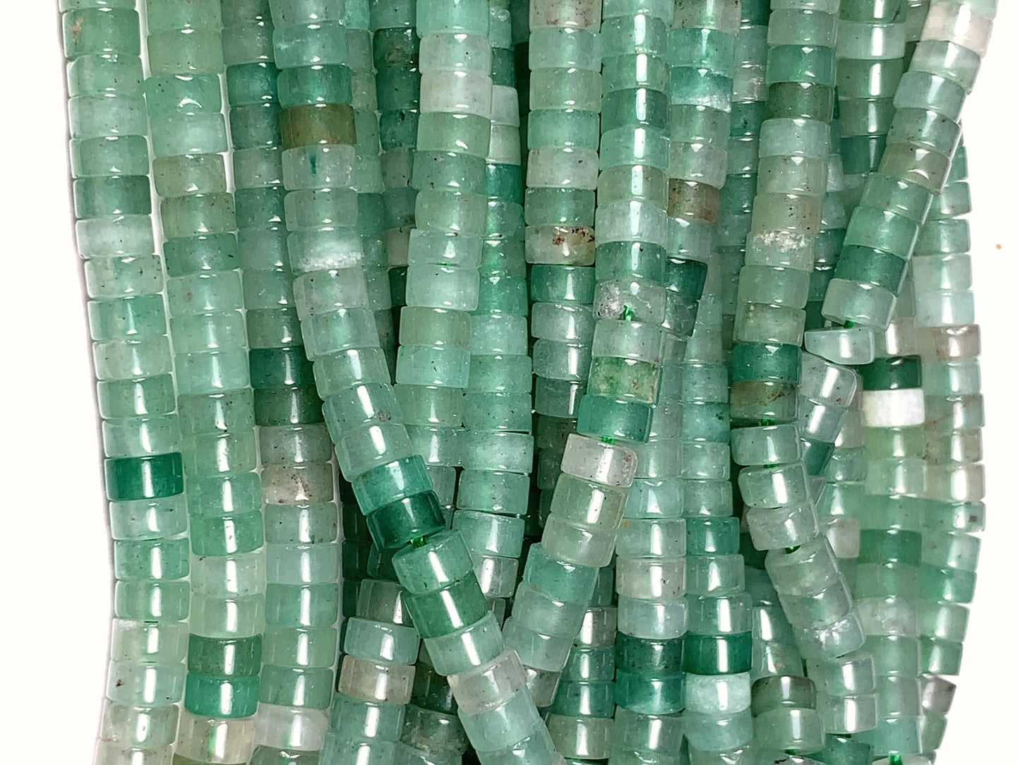 2x4mm Natural Green Aventurine Heishi Disc Beads 15 Strand Lustrous Translucent