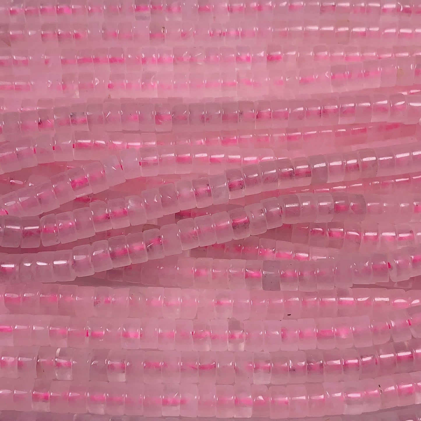 2x4mm Natural Translucent Light Pink Madagascar Rose Quartz Heishi Disc Beads 15 Strand
