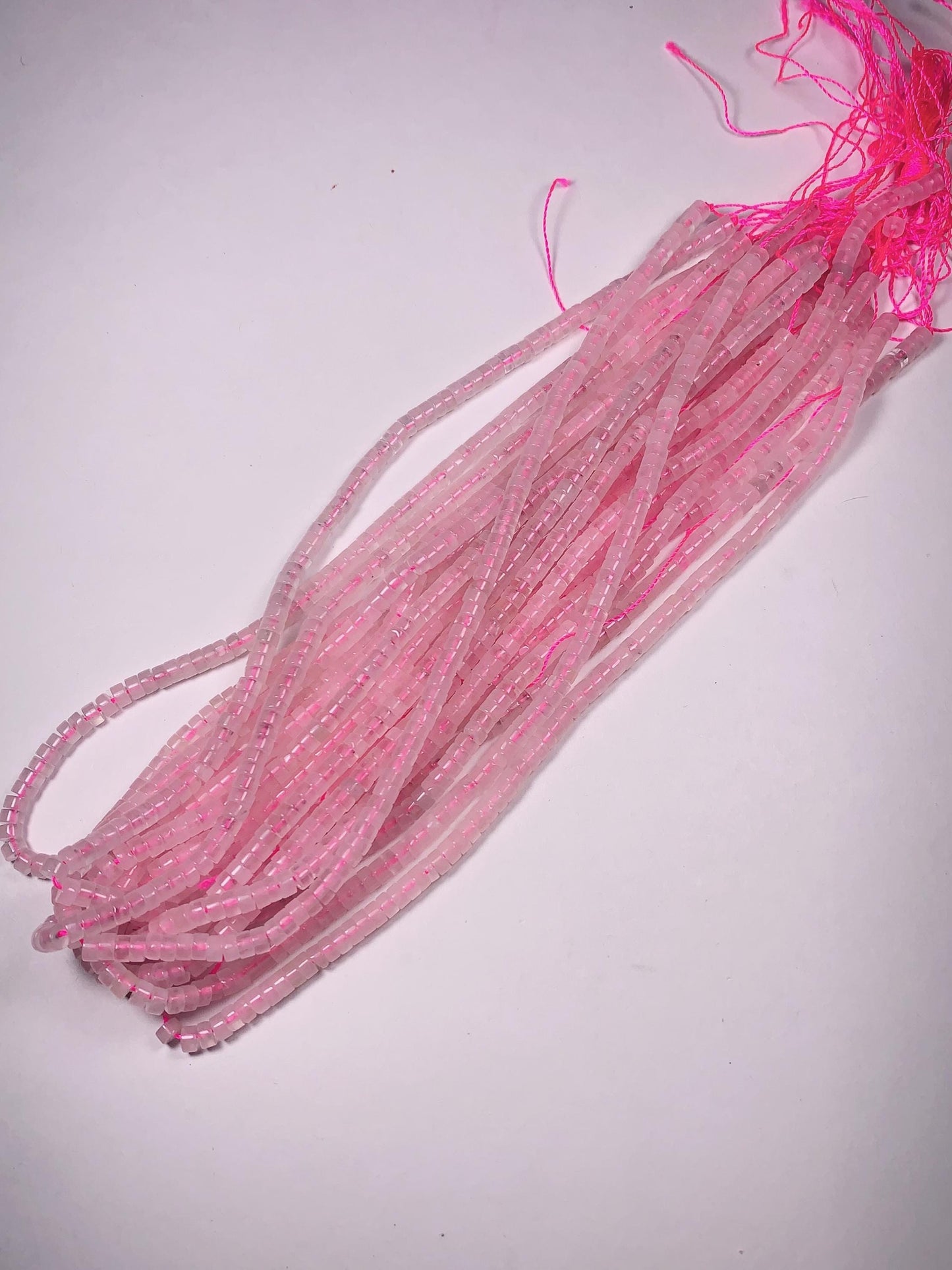 2x4mm Natural Translucent Light Pink Madagascar Rose Quartz Heishi Disc Beads 15 Strand