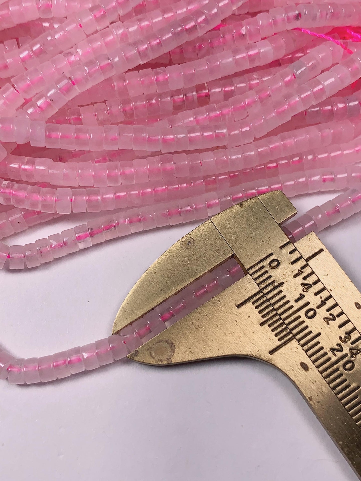 2x4mm Natural Translucent Light Pink Madagascar Rose Quartz Heishi Disc Beads 15 Strand