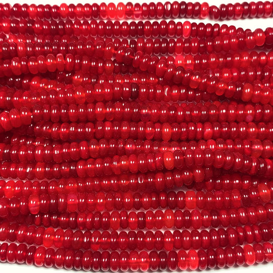 2x4mm Genuine Natural Red Agate  Smooth Rondelle Beads 15" Strand