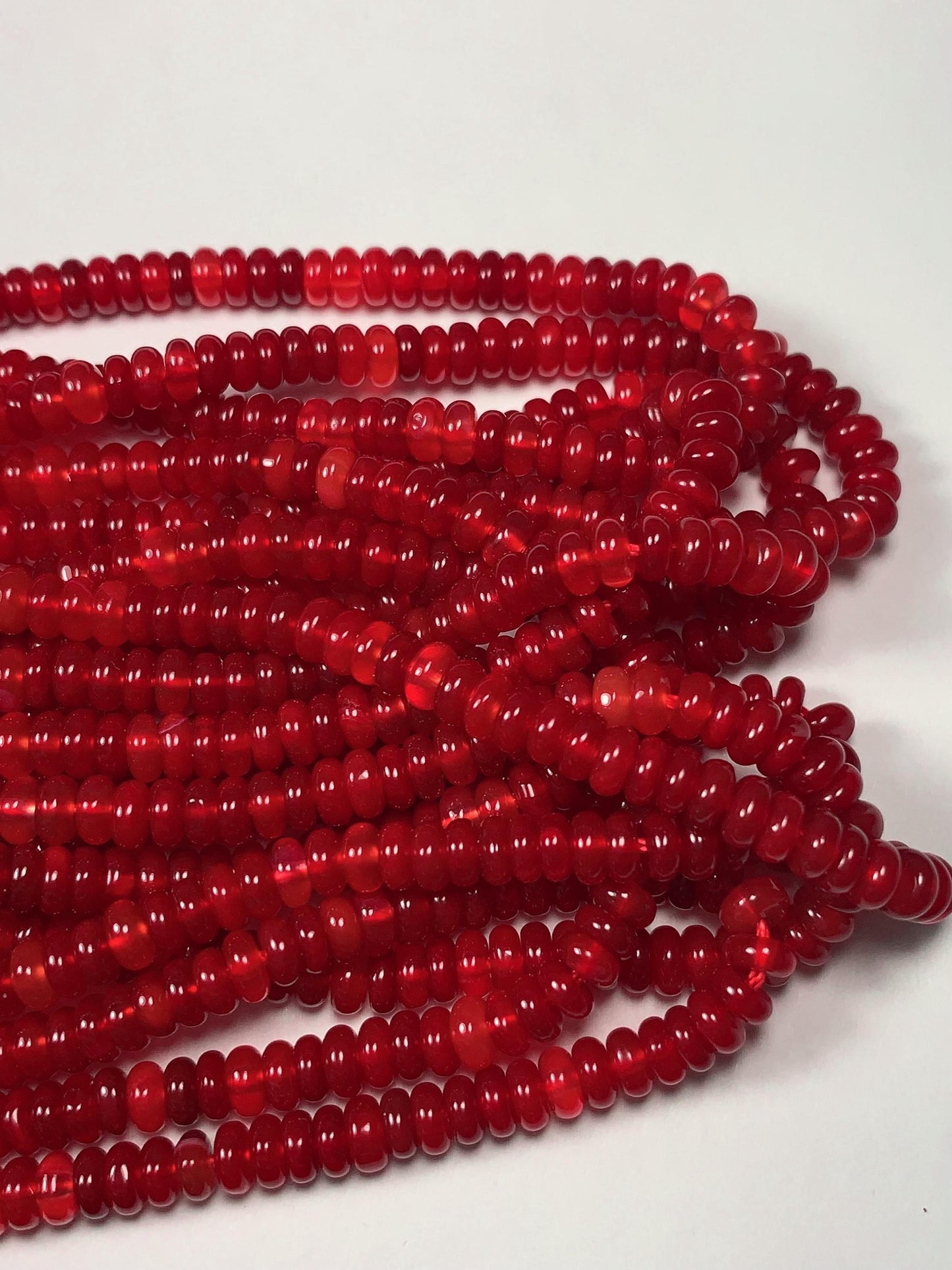 2x4mm Genuine Natural Red Agate  Smooth Rondelle Beads 15" Strand