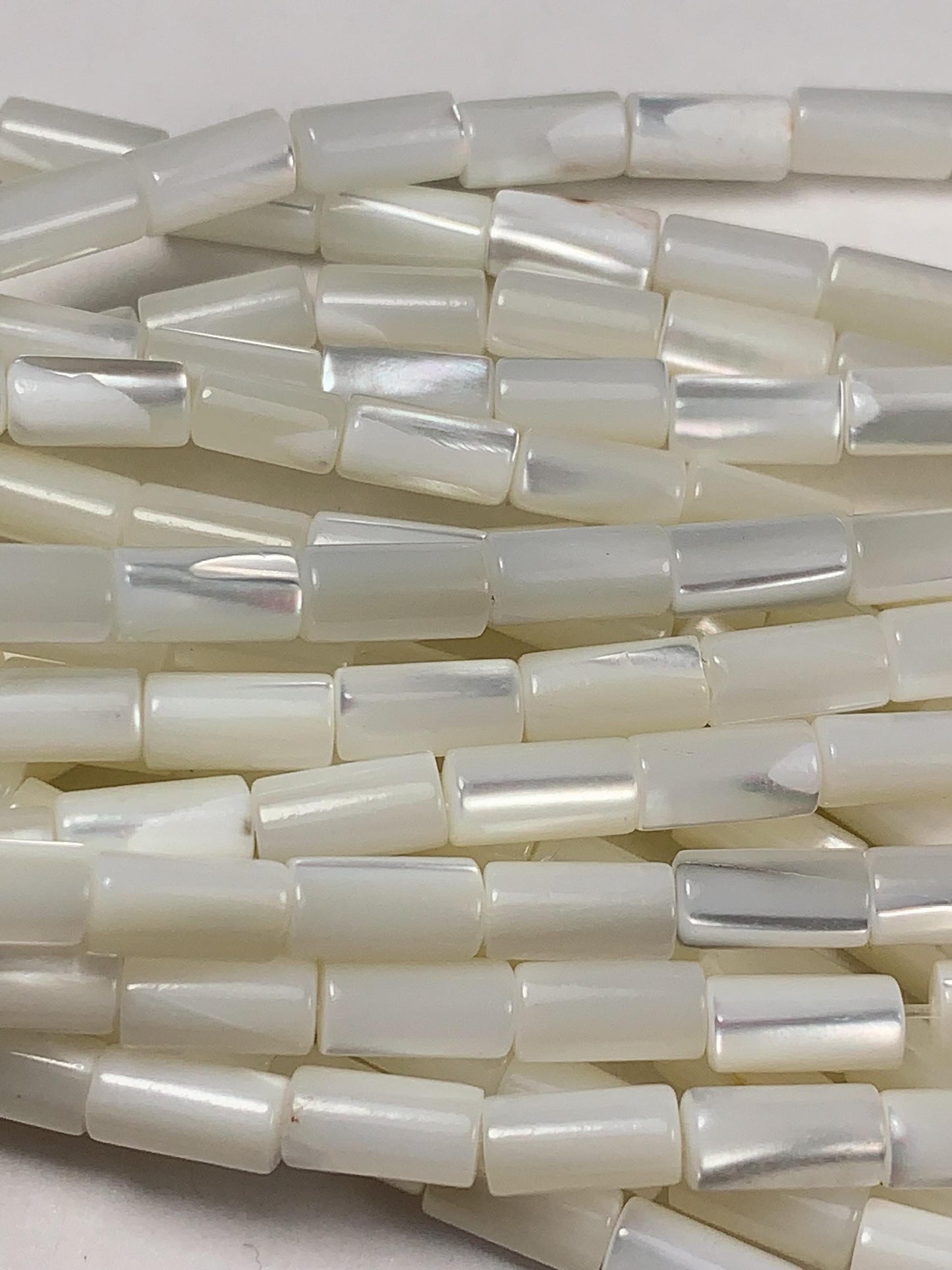 4x8mm Genuine Natural White Mother of pearl Shell cylindrical shape beads 15Strand