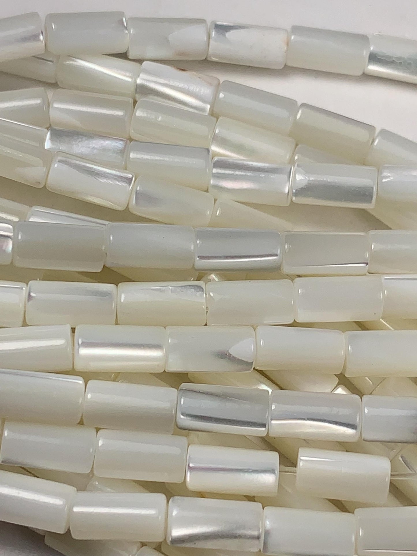 4x8mm Genuine Natural White Mother of pearl Shell cylindrical shape beads 15Strand