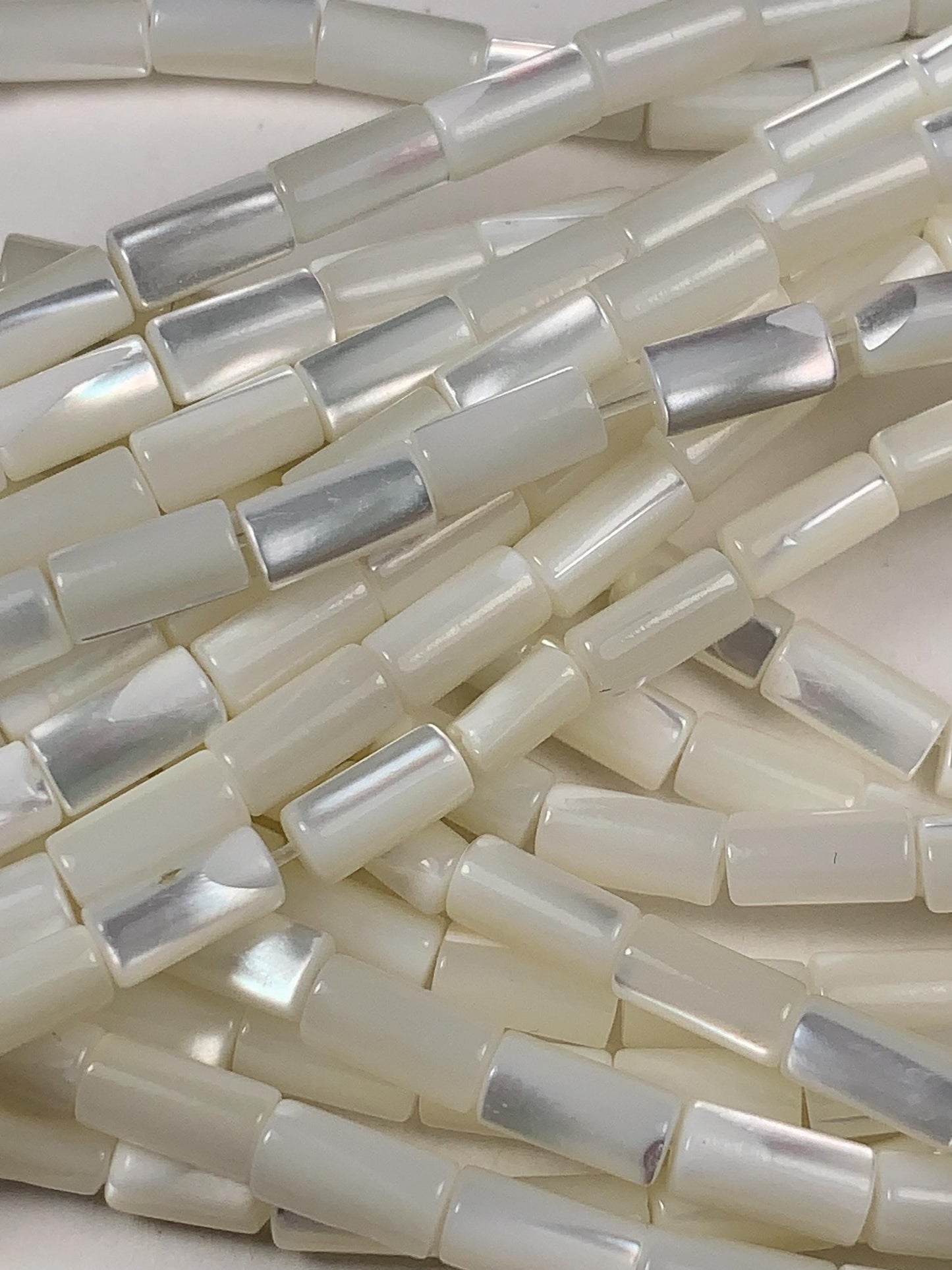 4x8mm Genuine Natural White Mother of pearl Shell cylindrical shape beads 15Strand