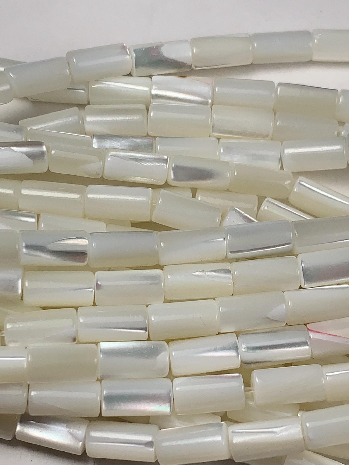 4x8mm Genuine Natural White Mother of pearl Shell cylindrical shape beads 15Strand