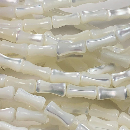 4x8mm Genuine Natural White Mother of pearl Shell bamboo shape beads 15Strand