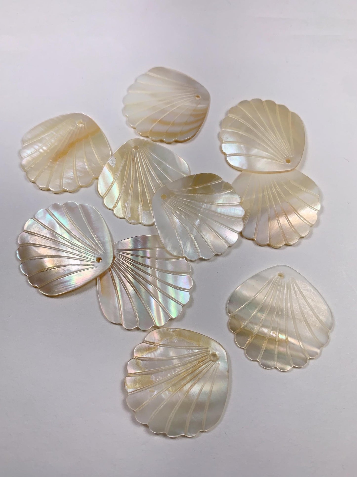 Carved Mother of Pearl Shell Bead: 20mm DIY Gemstone