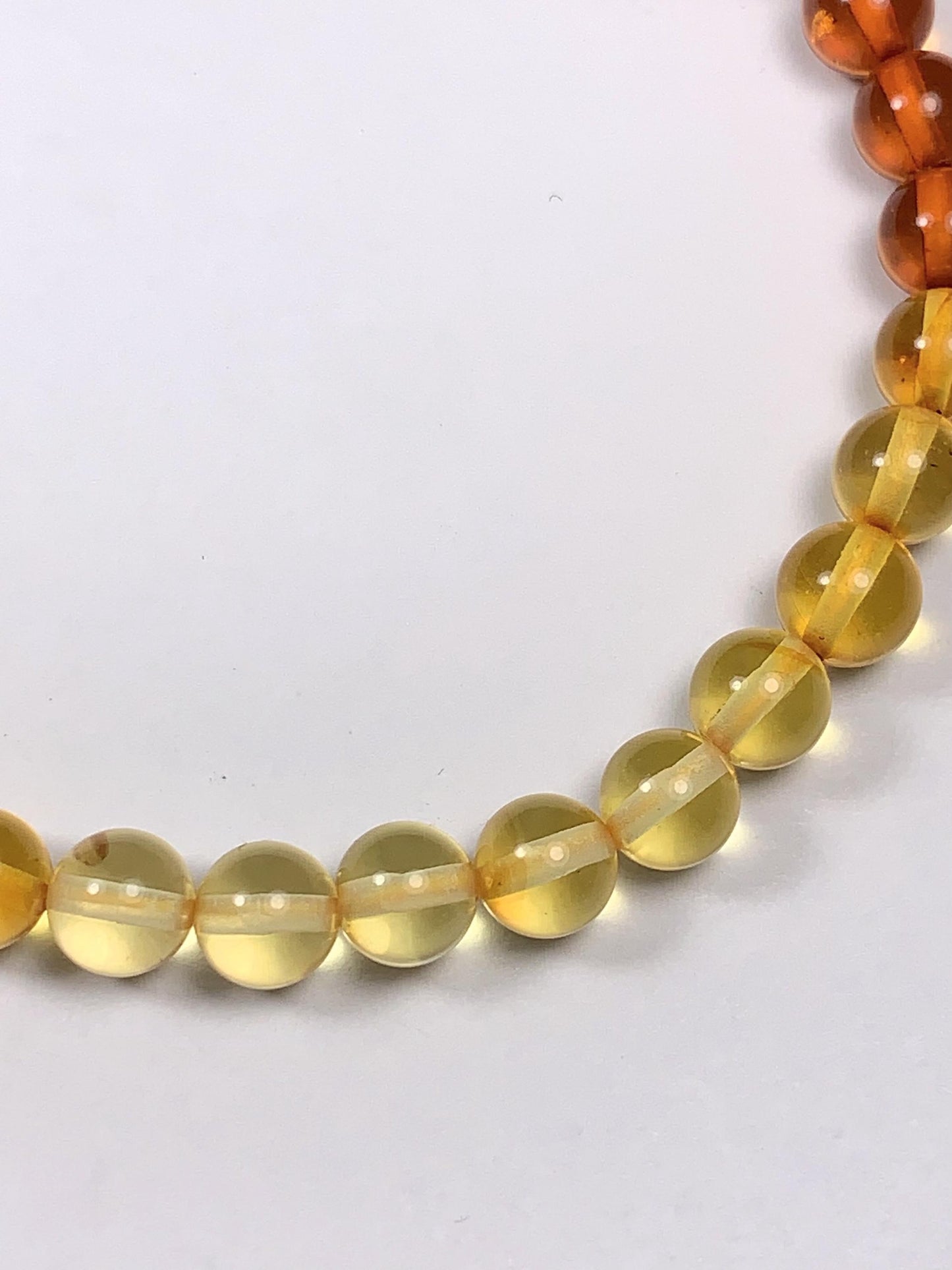 Natural Amber Smooth Round Bead Bracelet: Yellow Gold Orange Brown, 6mm