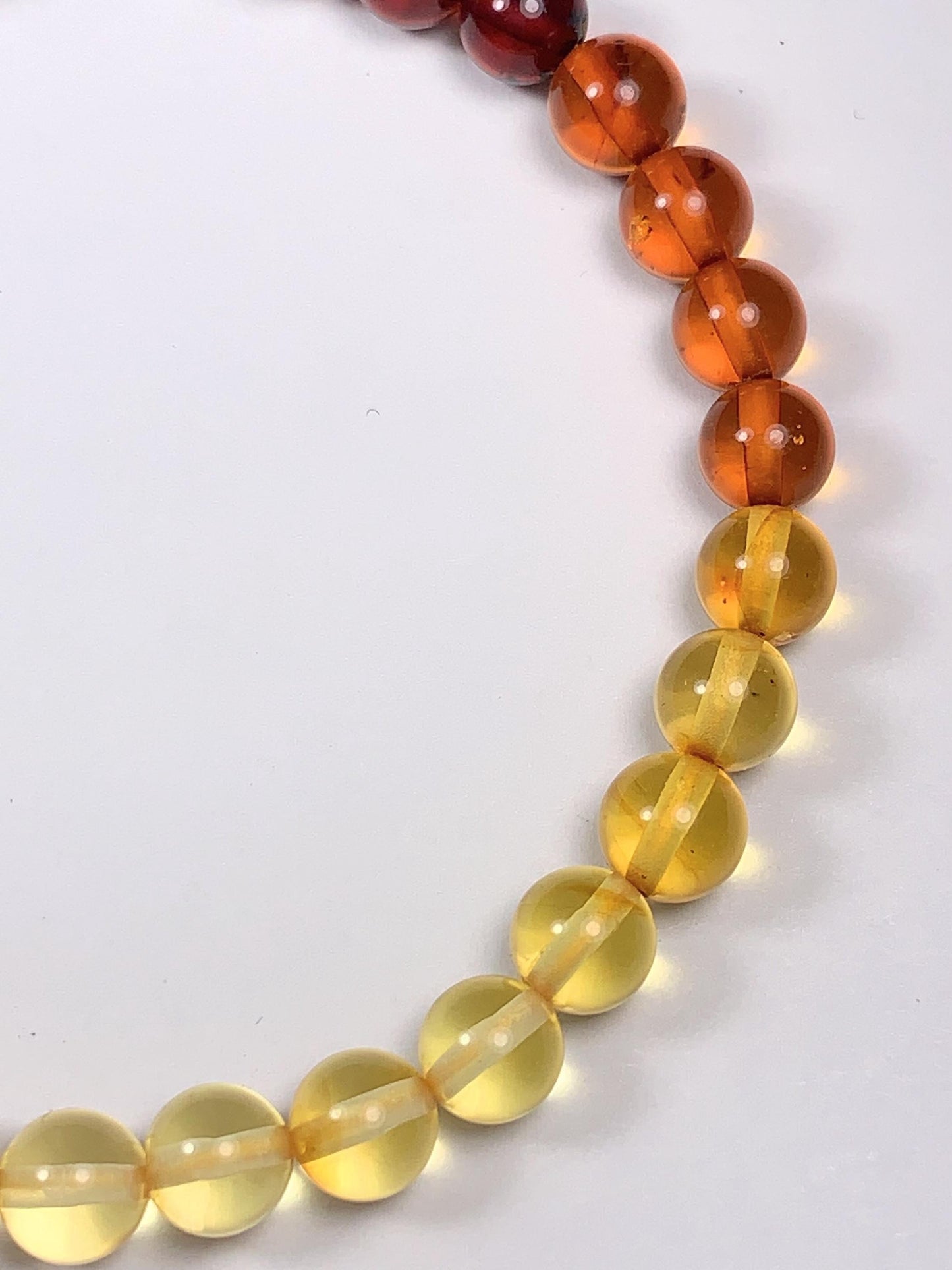 Natural Amber Smooth Round Bead Bracelet: Yellow Gold Orange Brown, 6mm
