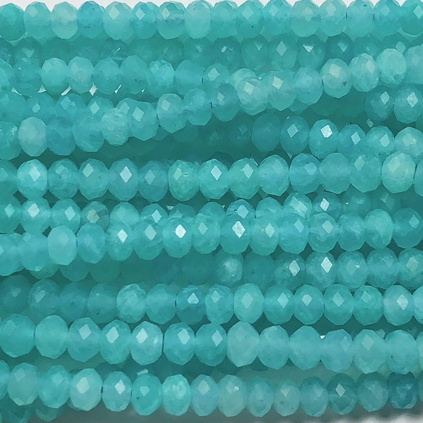 AAA Blue Amazonite Faceted Rondelle Beads - 15.5" Strand