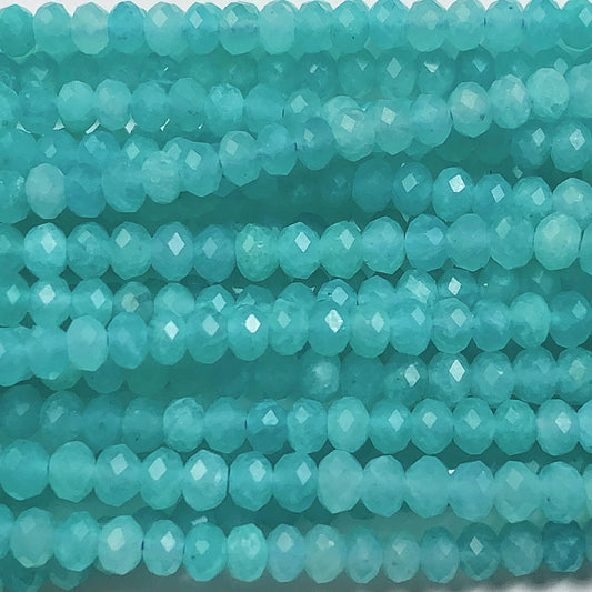 AAA Blue Amazonite Faceted Rondelle Beads - 15.5" Strand