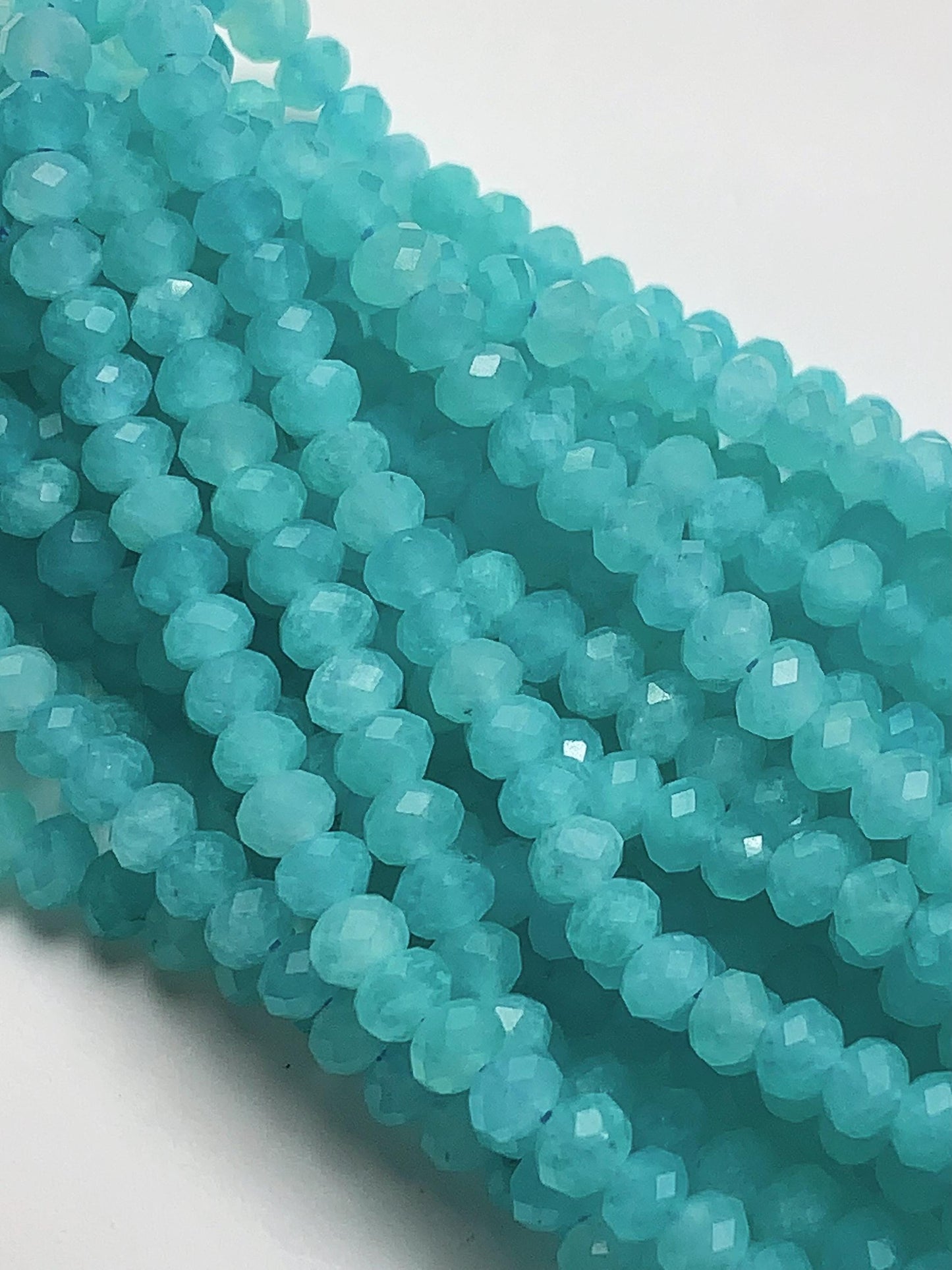 AAA Blue Amazonite Faceted Rondelle Beads - 15.5" Strand