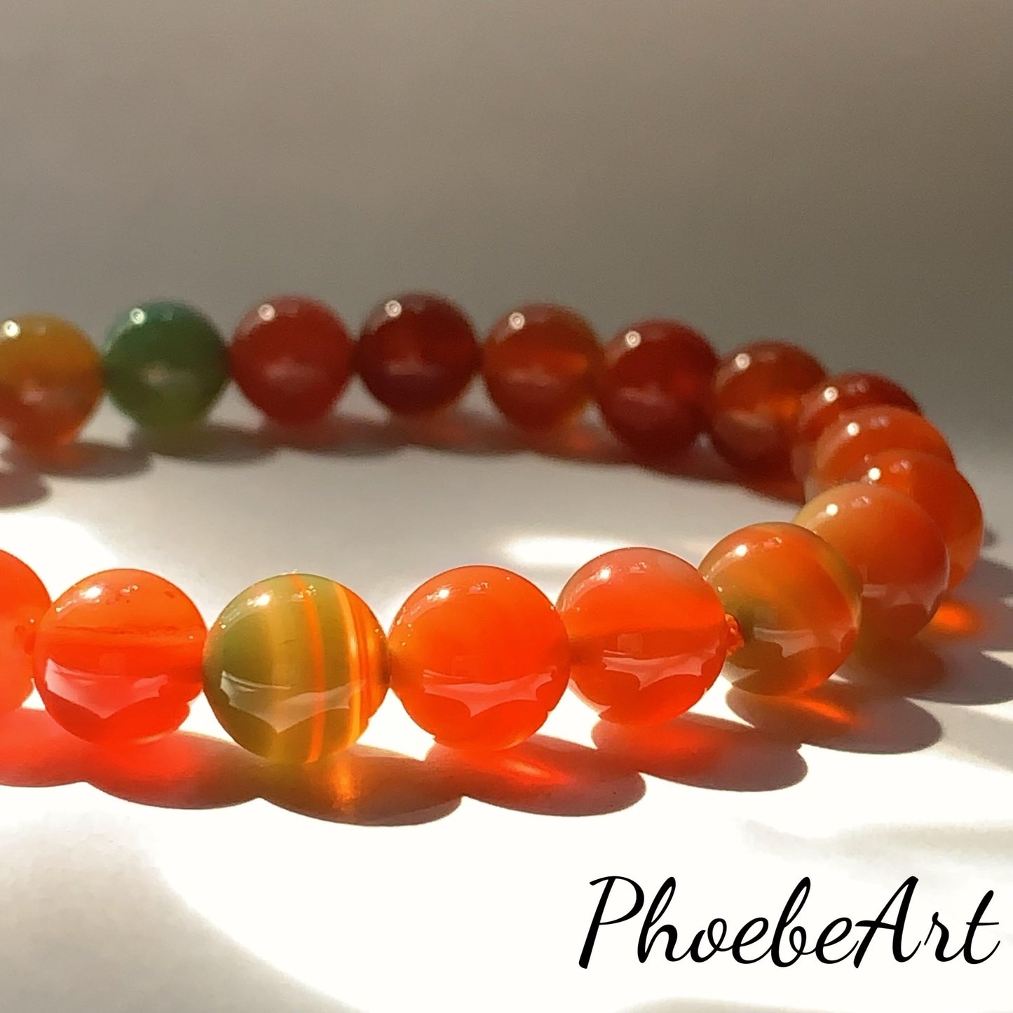 Red Agate Stretch Bracelet: AAA Grade Gemstone, Handmade in USA